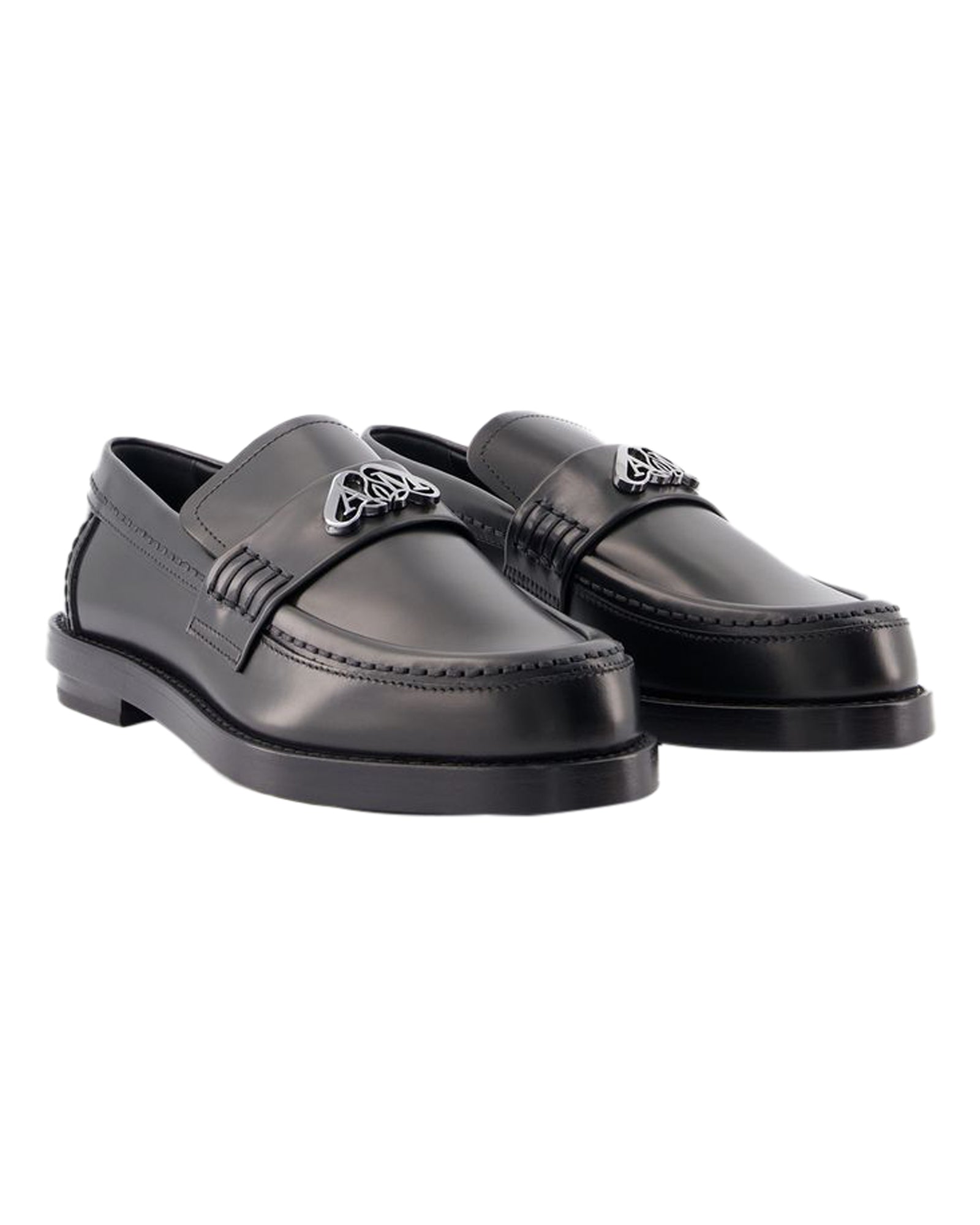 Seal Loafers - Alexander McQueen - Leather - Black/Argenté