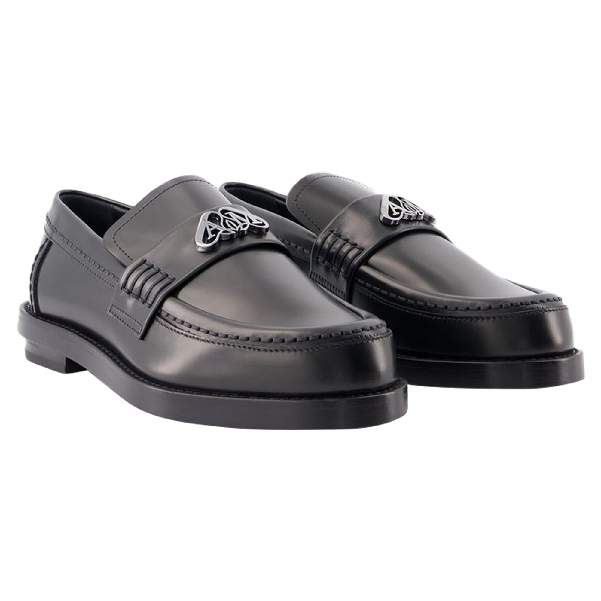Seal Loafers - Alexander McQueen - Leather - Black/Argenté
