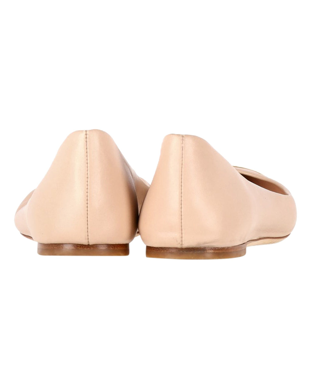 Christian Dior Gold Tip Ballet Flats in Nude Leather