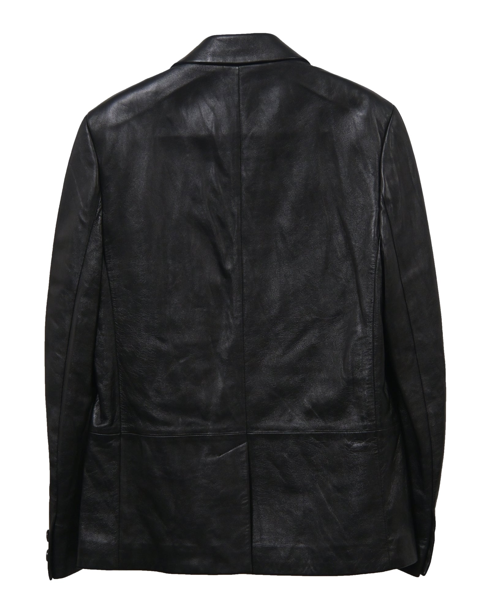 Saint Laurent Double-Breasted Jacket in Black Leather