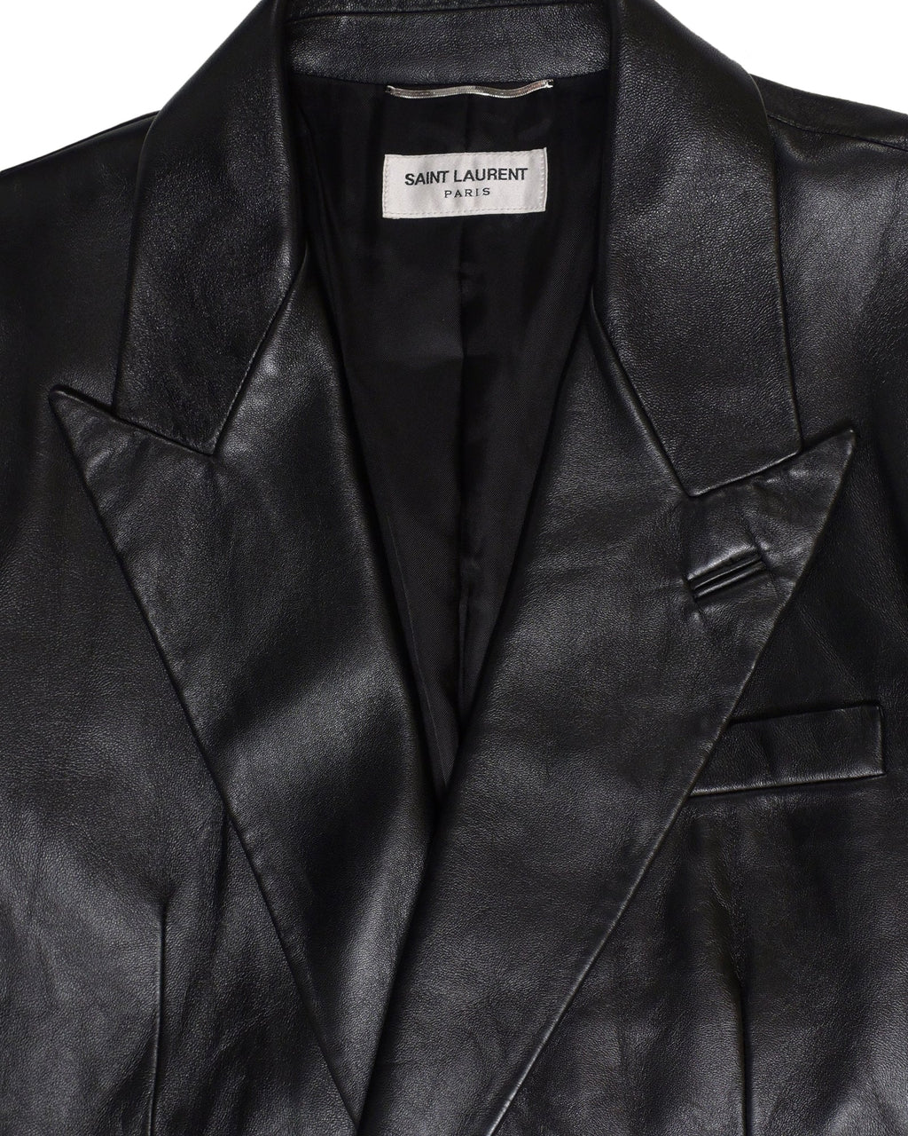 Saint Laurent Double-Breasted Jacket in Black Leather