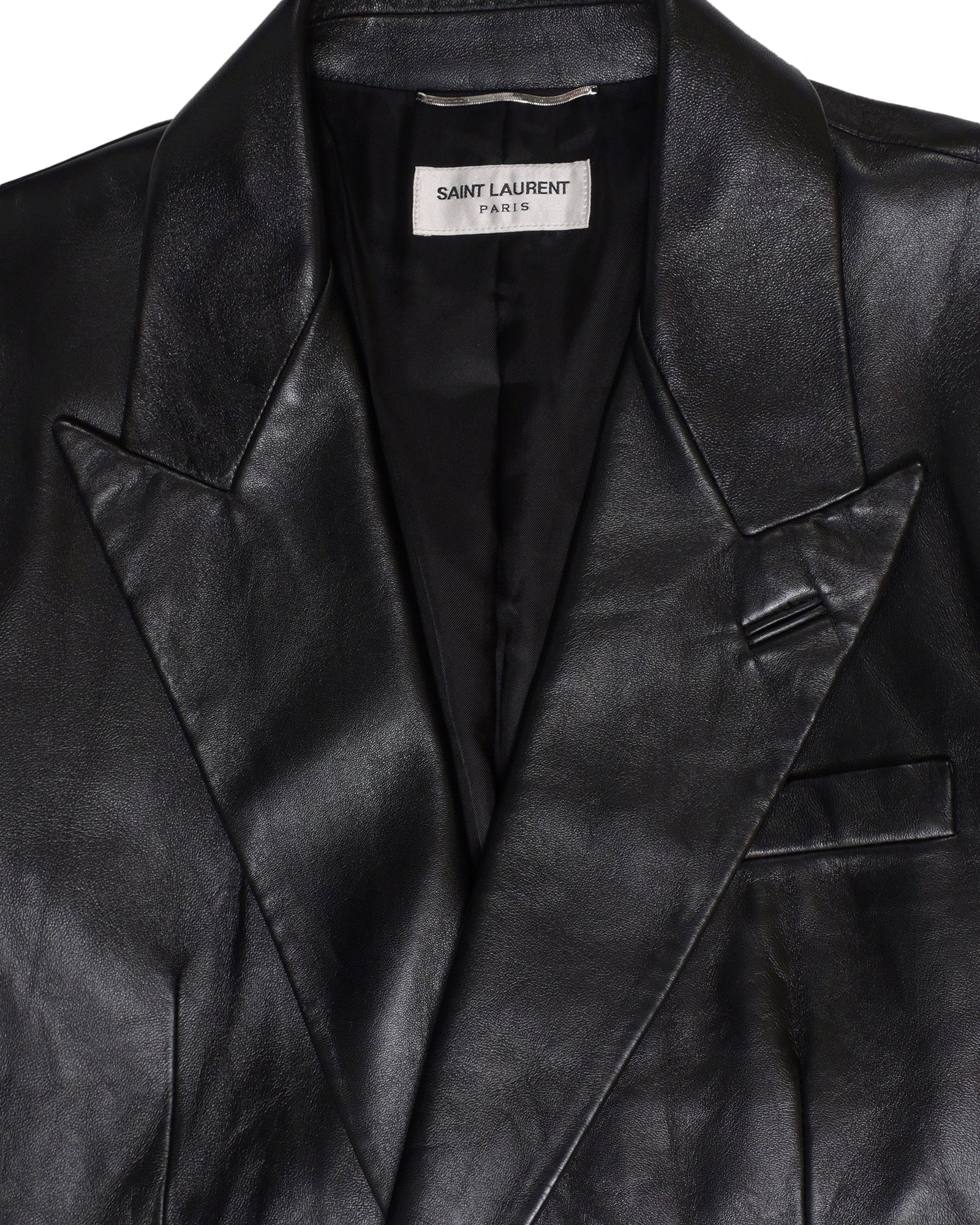 Saint Laurent Double-Breasted Jacket in Black Leather