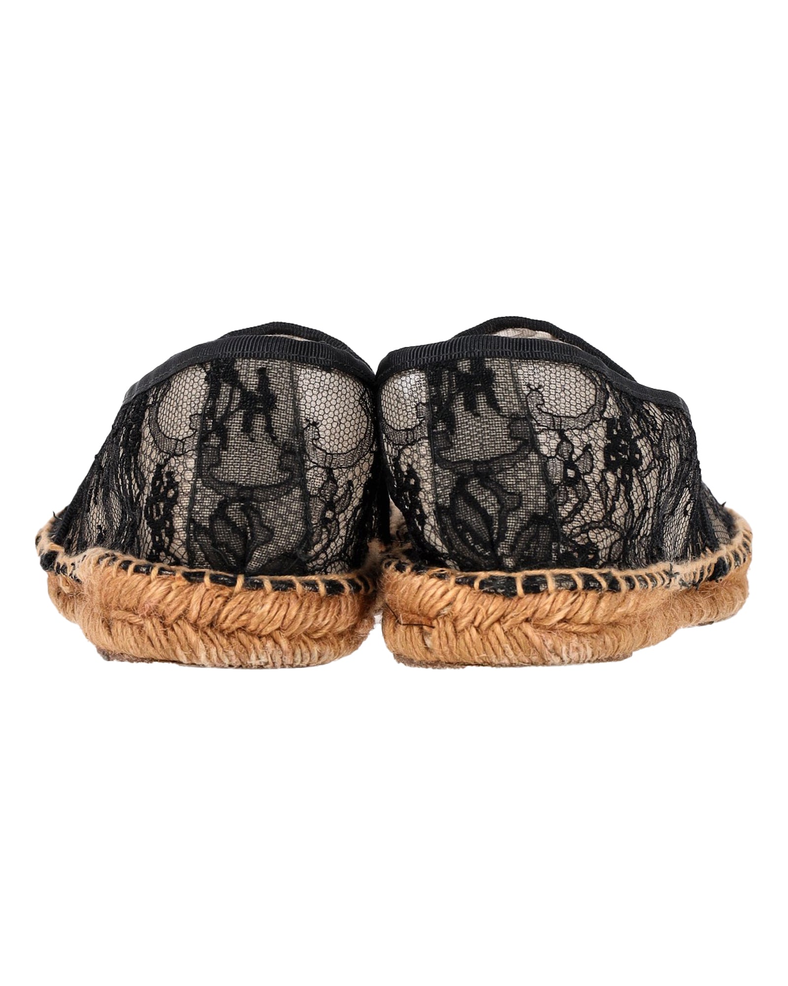Women's Dolce & Gabanna Lace Espadrille Flats in Black Canvas