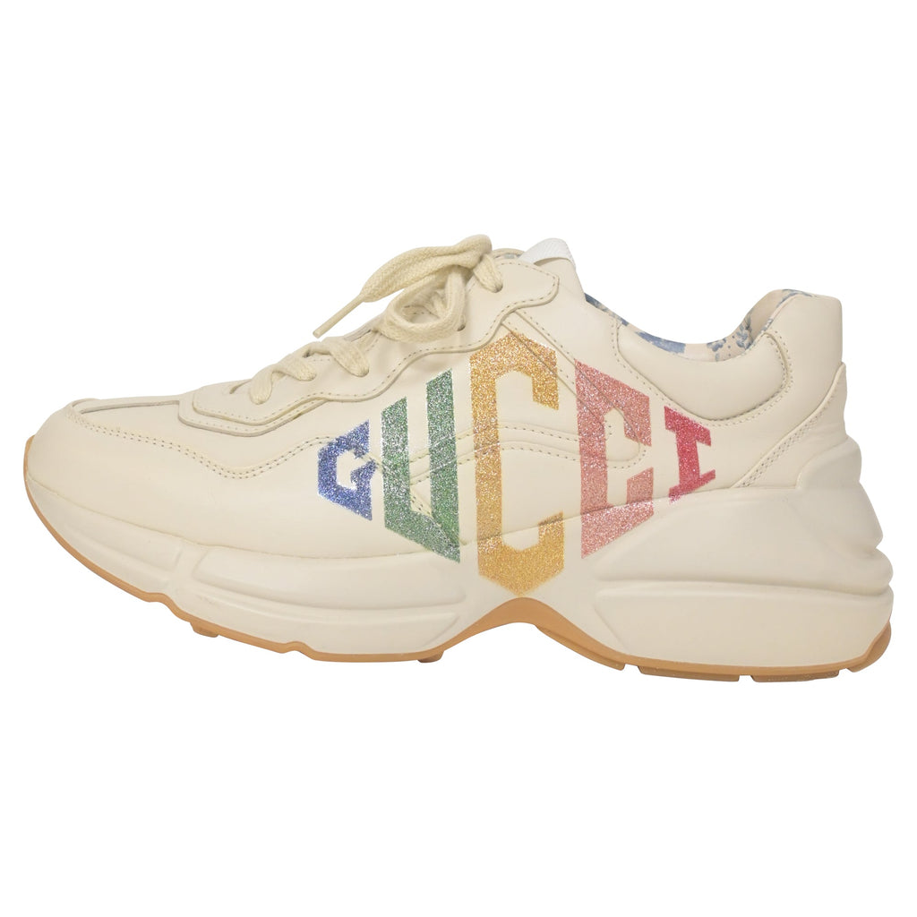 Gucci Rhyton Glitter Gucci Sneakers in White Leather