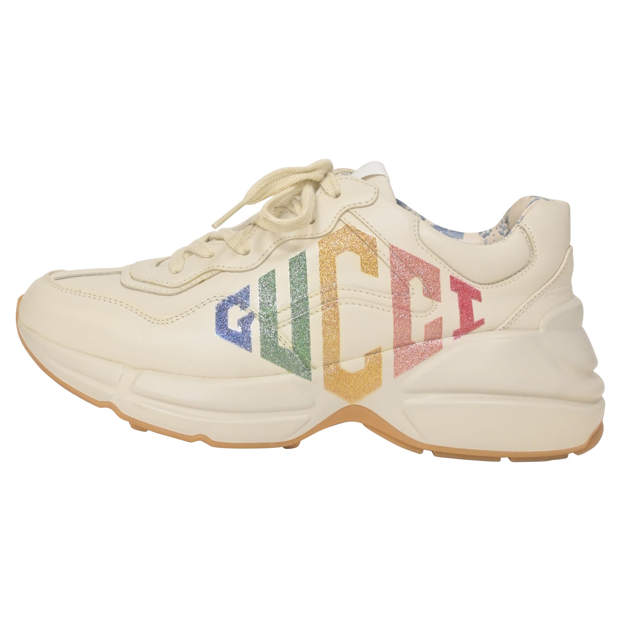 Gucci Rhyton Glitter Gucci Sneakers in White Leather