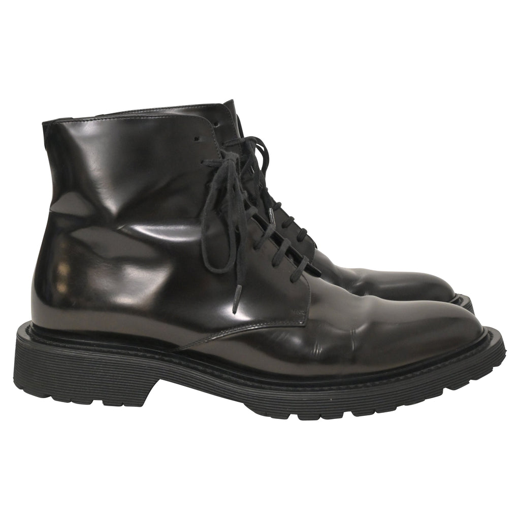 Saint Laurent Army Lace Up Boots in Black Leather