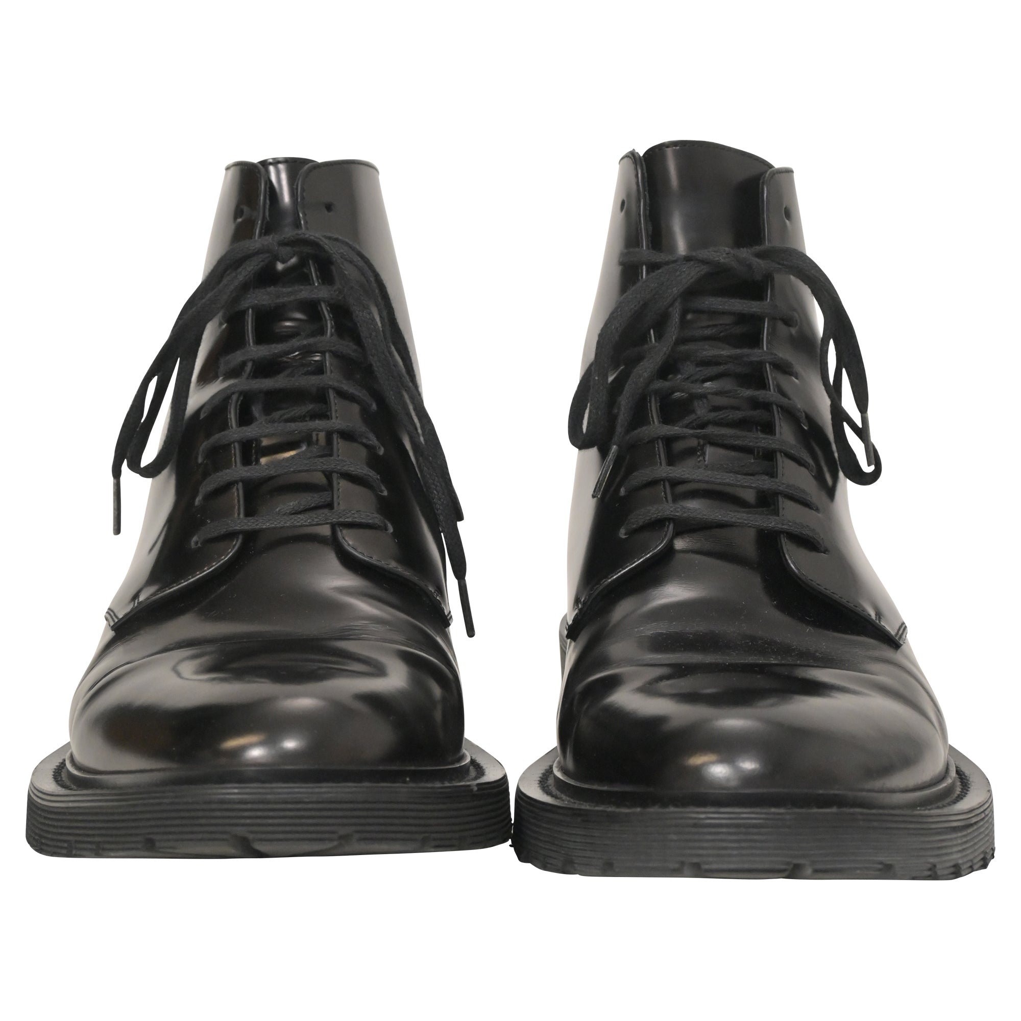 Saint Laurent Army Lace Up Boots in Black Leather
