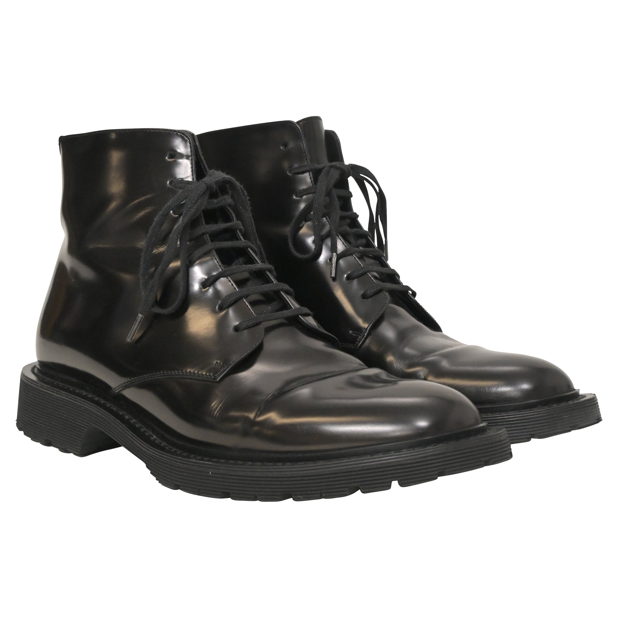 Saint Laurent Army Lace Up Boots in Black Leather