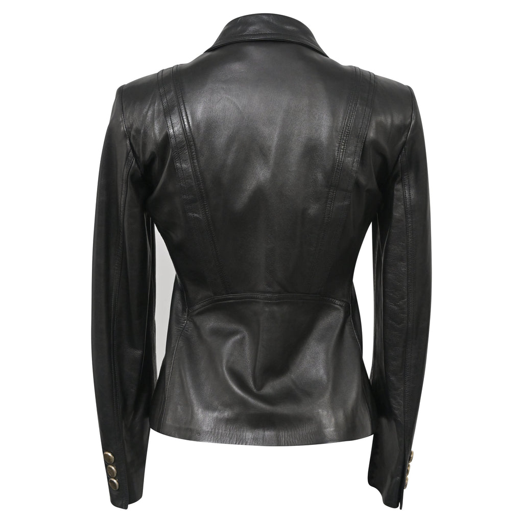 Gucci Button Front Jacket in Black Leather
