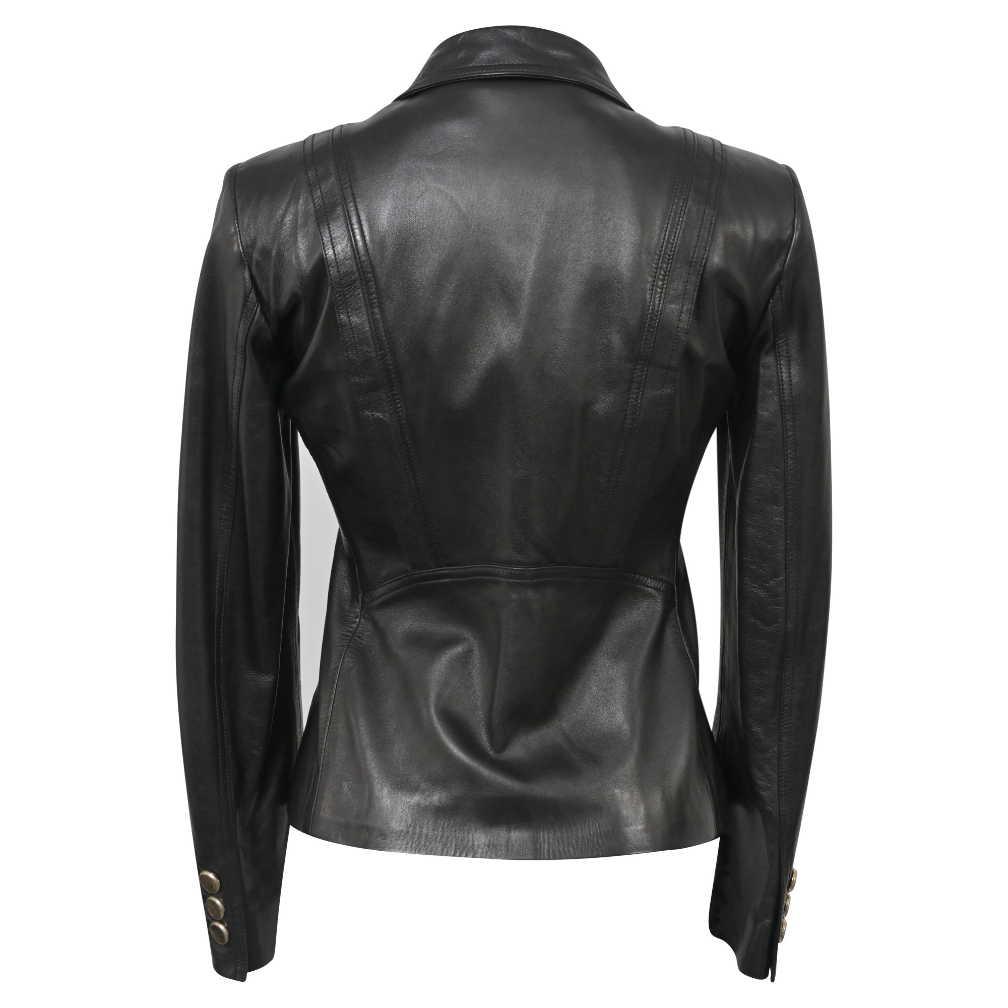 Gucci Button Front Jacket in Black Leather