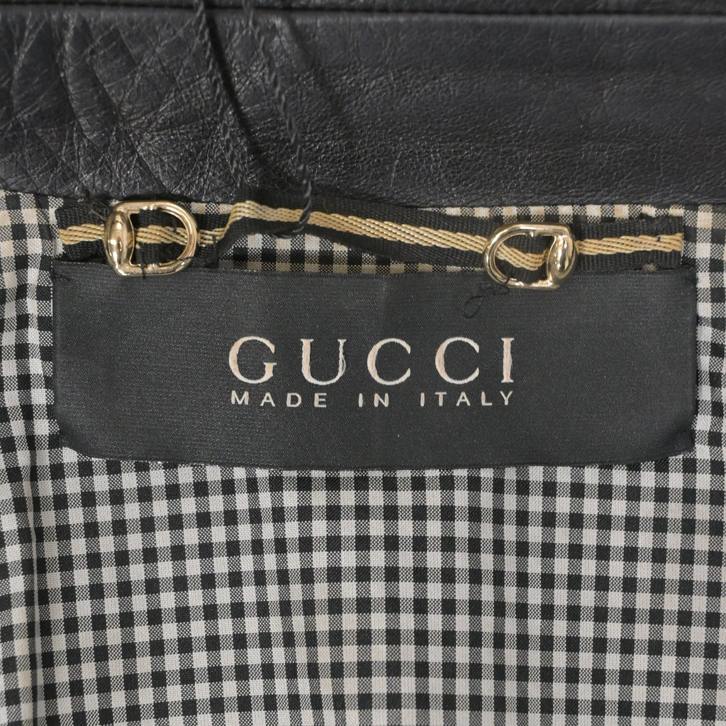 Gucci Button Front Jacket in Black Leather