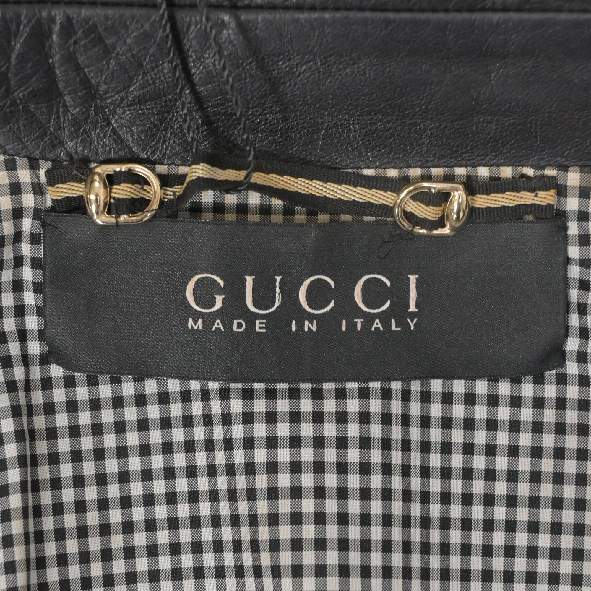 Gucci Button Front Jacket in Black Leather