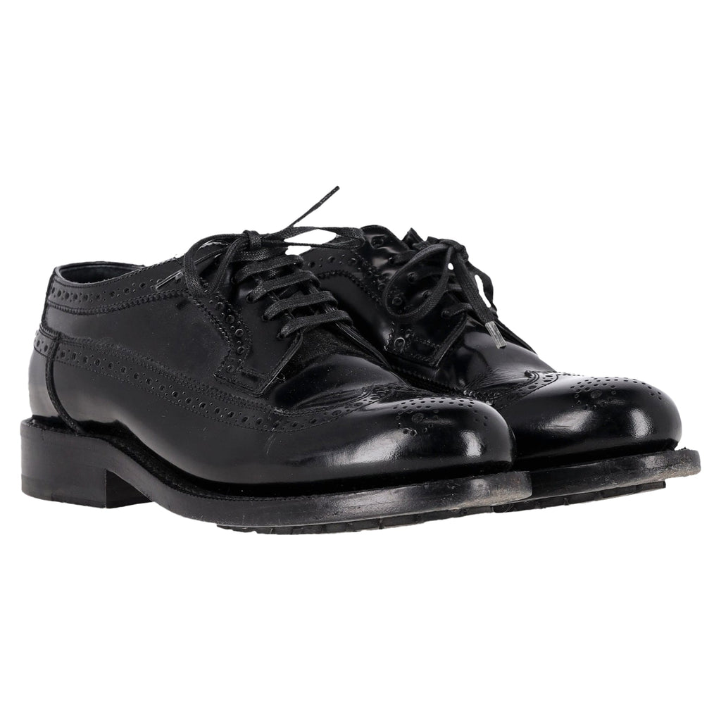 Celine Brogue Lace-Up Oxfords in Black Calfskin leather