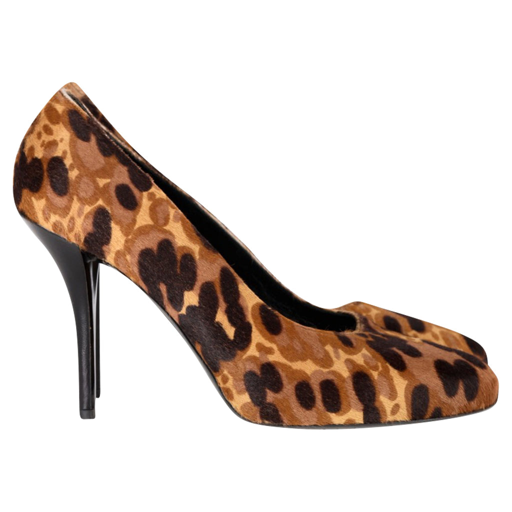 Women's Balenciaga Leopard Print Pumps in Multicolor Pony Hair
