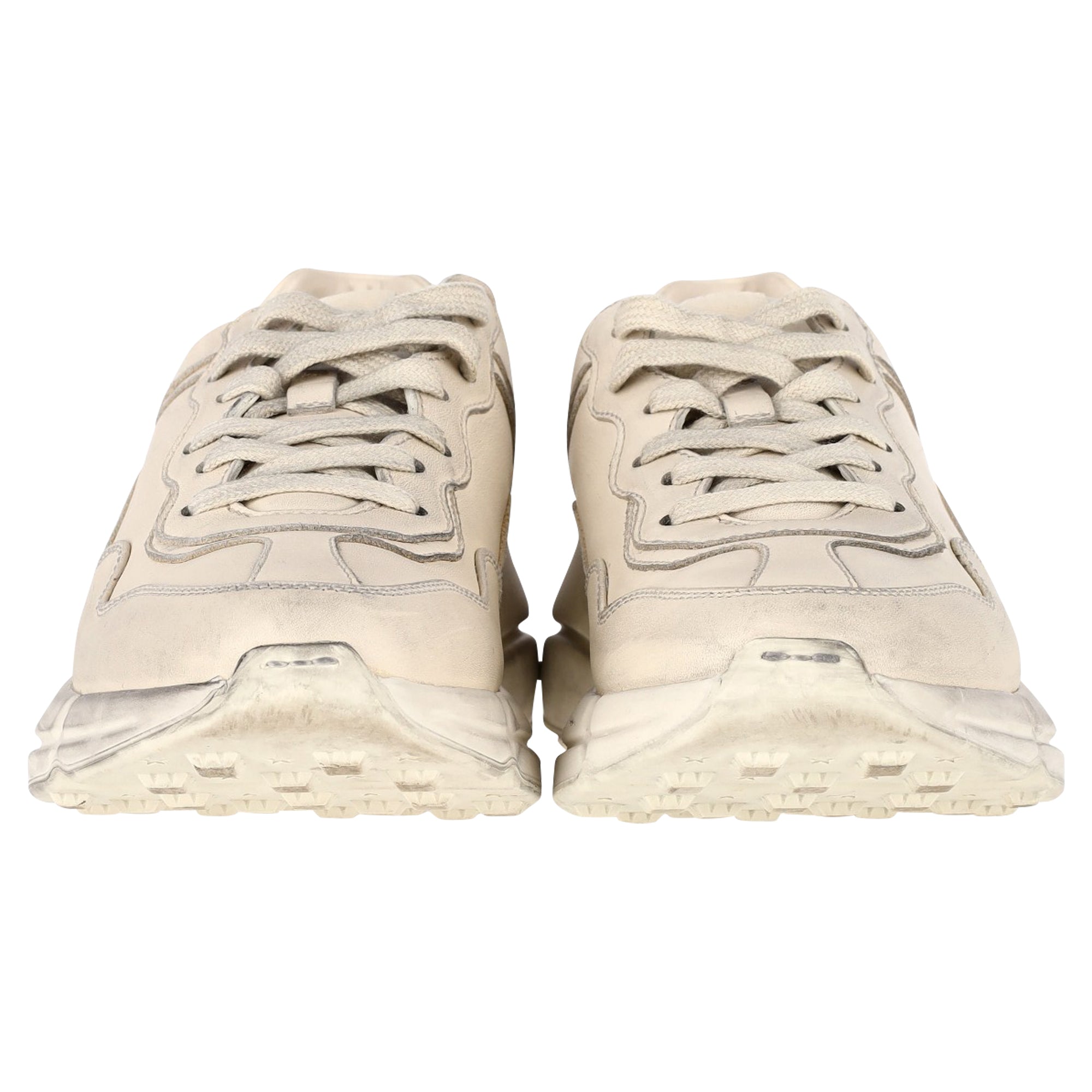 Gucci Distressed Rhyton Sneakers in White Leather