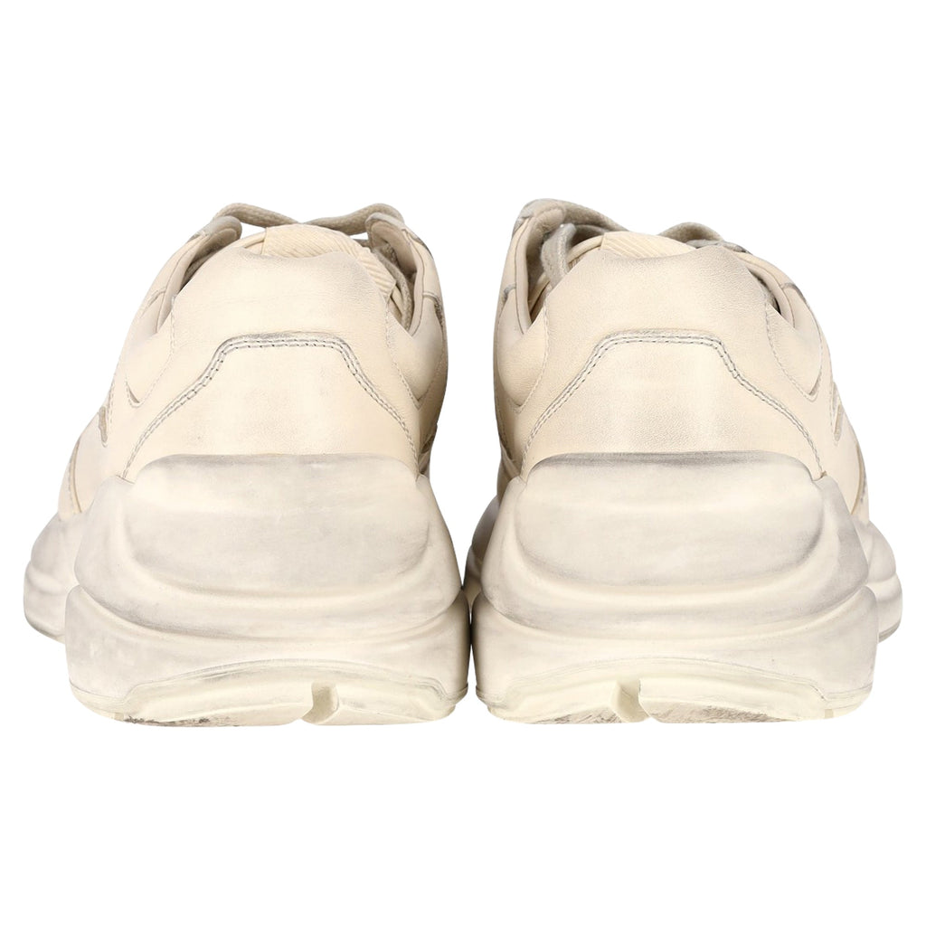 Gucci Distressed Rhyton Sneakers in White Leather