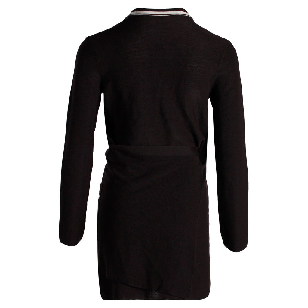 Hermes Contrast Buttoned igan in Dark Brown Virgin Wool