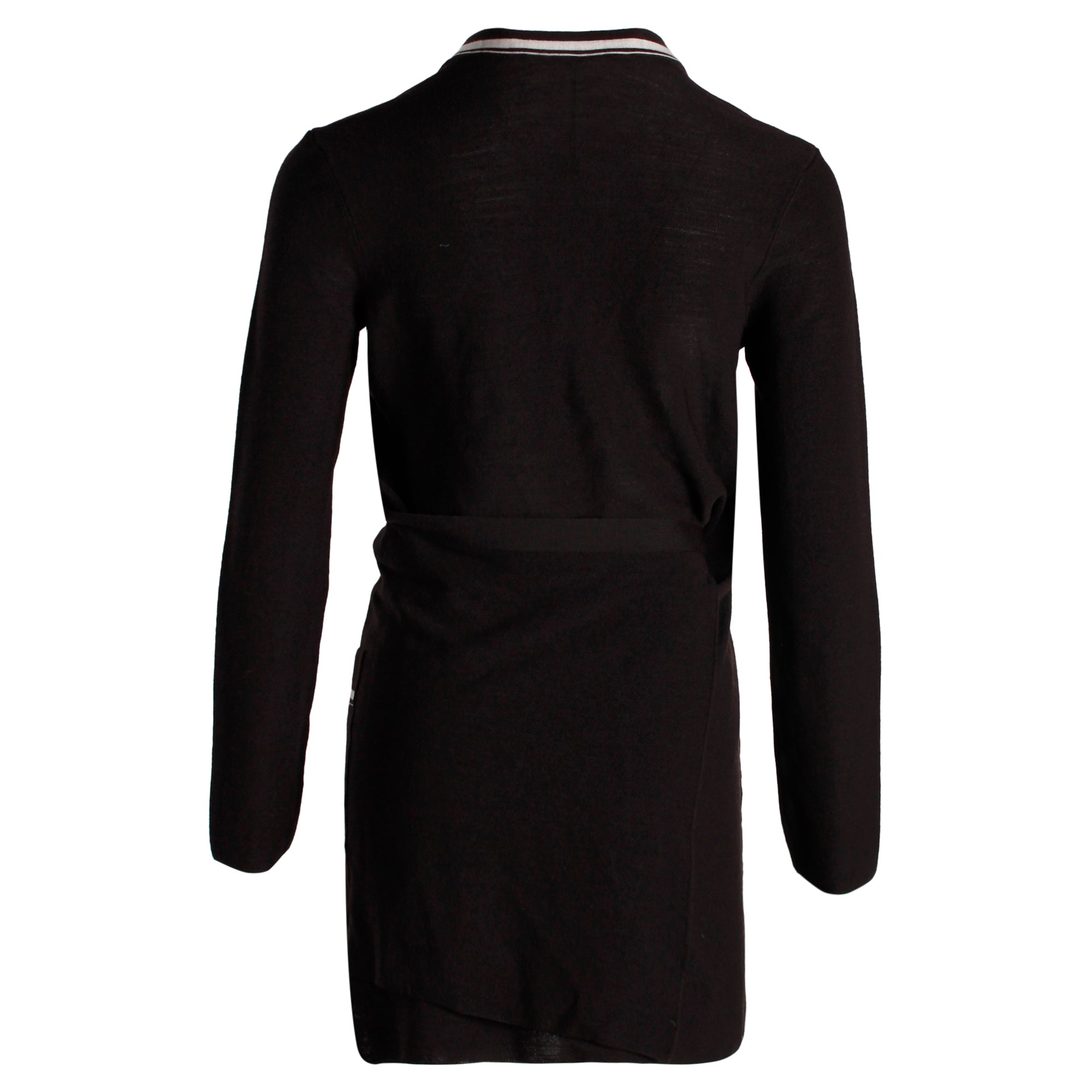 Hermes Contrast Buttoned igan in Dark Brown Virgin Wool