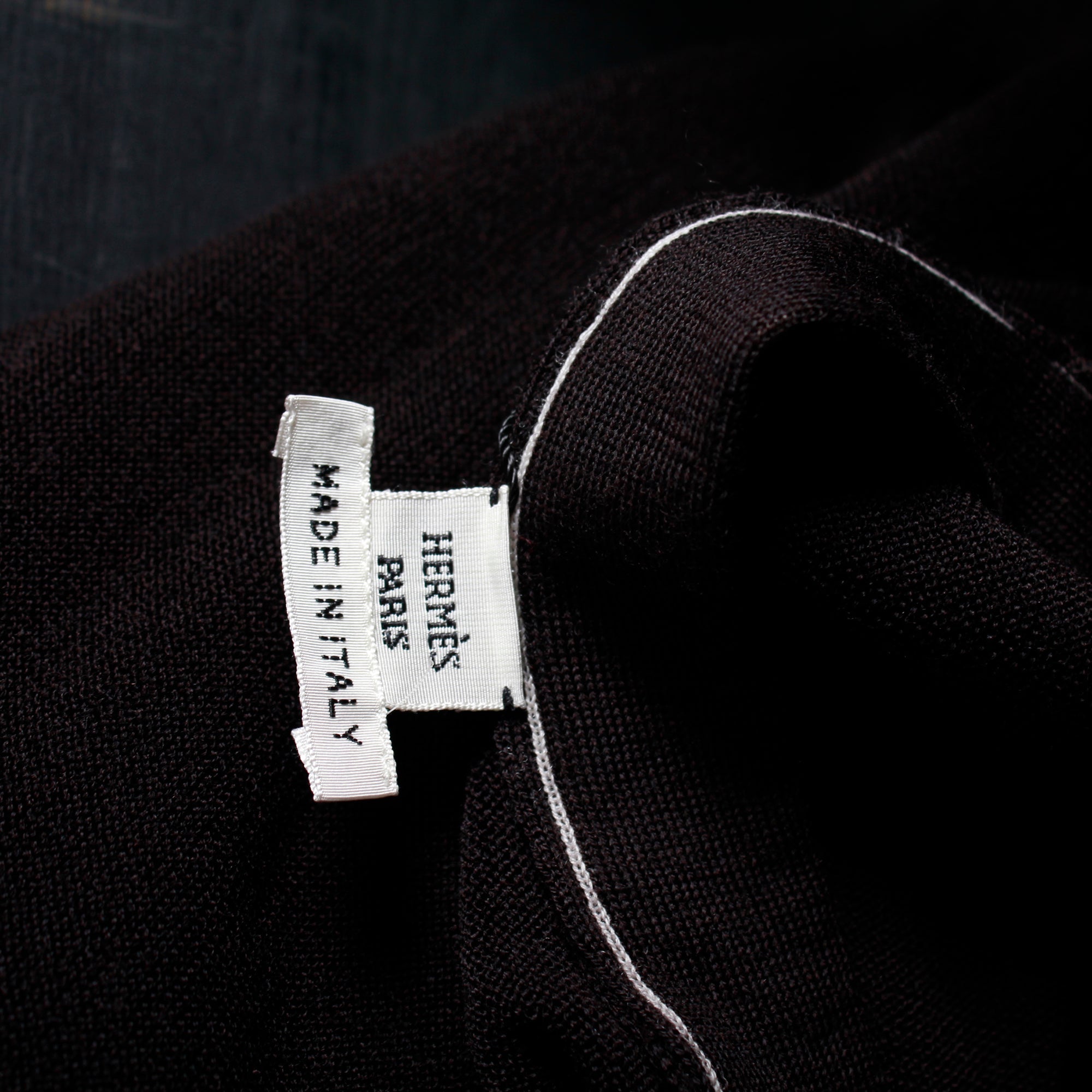 Hermes Contrast Buttoned igan in Dark Brown Virgin Wool