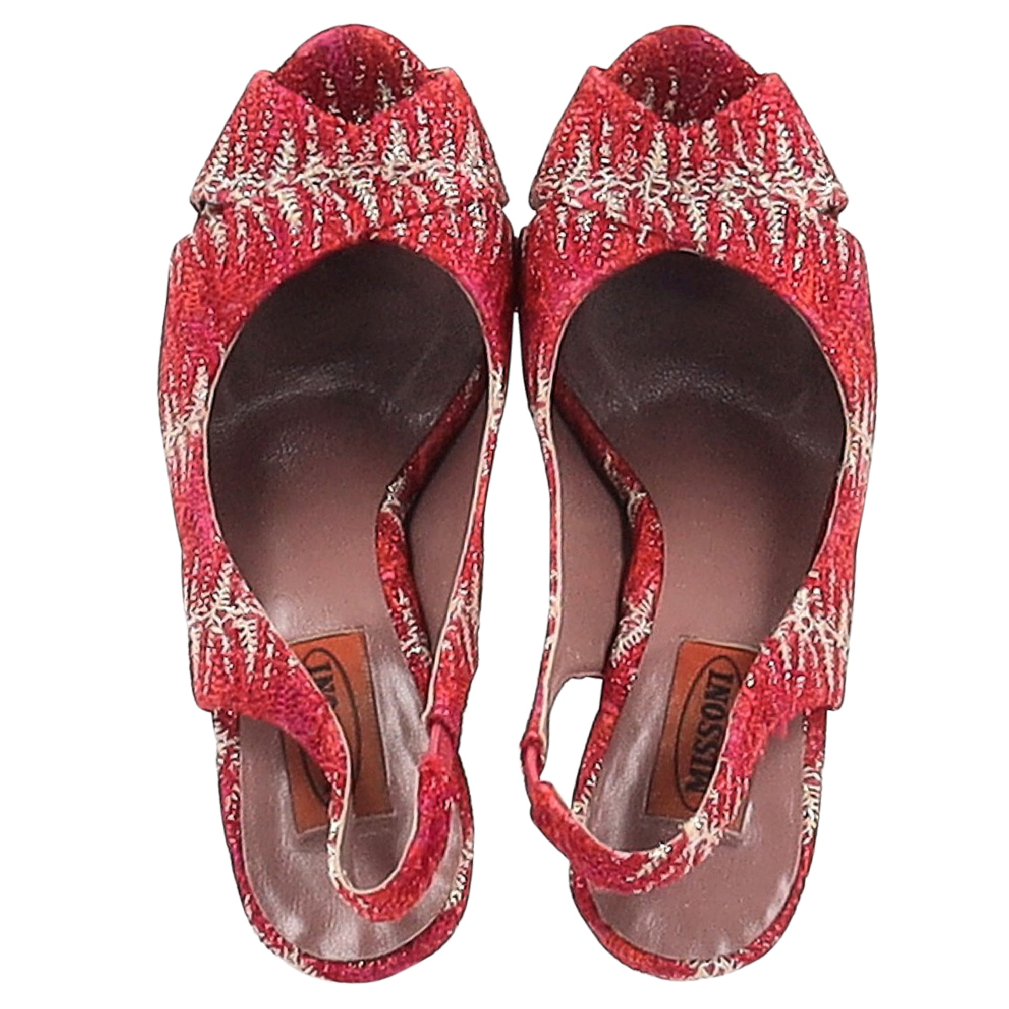 Women's Missoni Slingback Platform Sandals in Red Crocheted Viscose