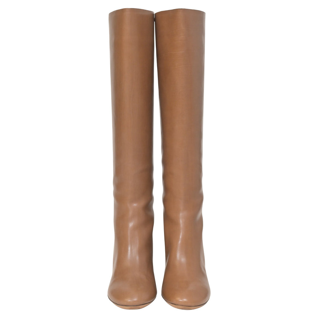 Chloe Knee Boots in Brown Leather