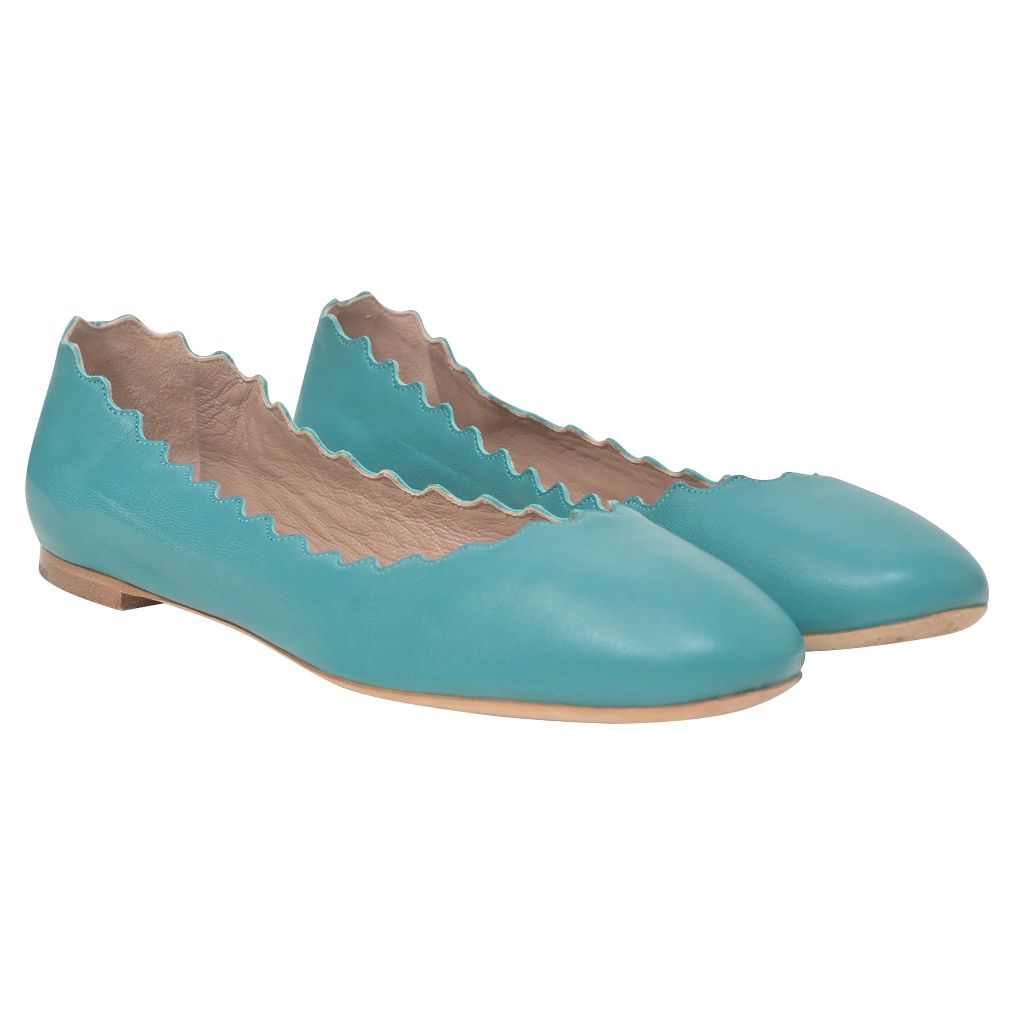Chloé Lauren Ballet Flats in Green Leather