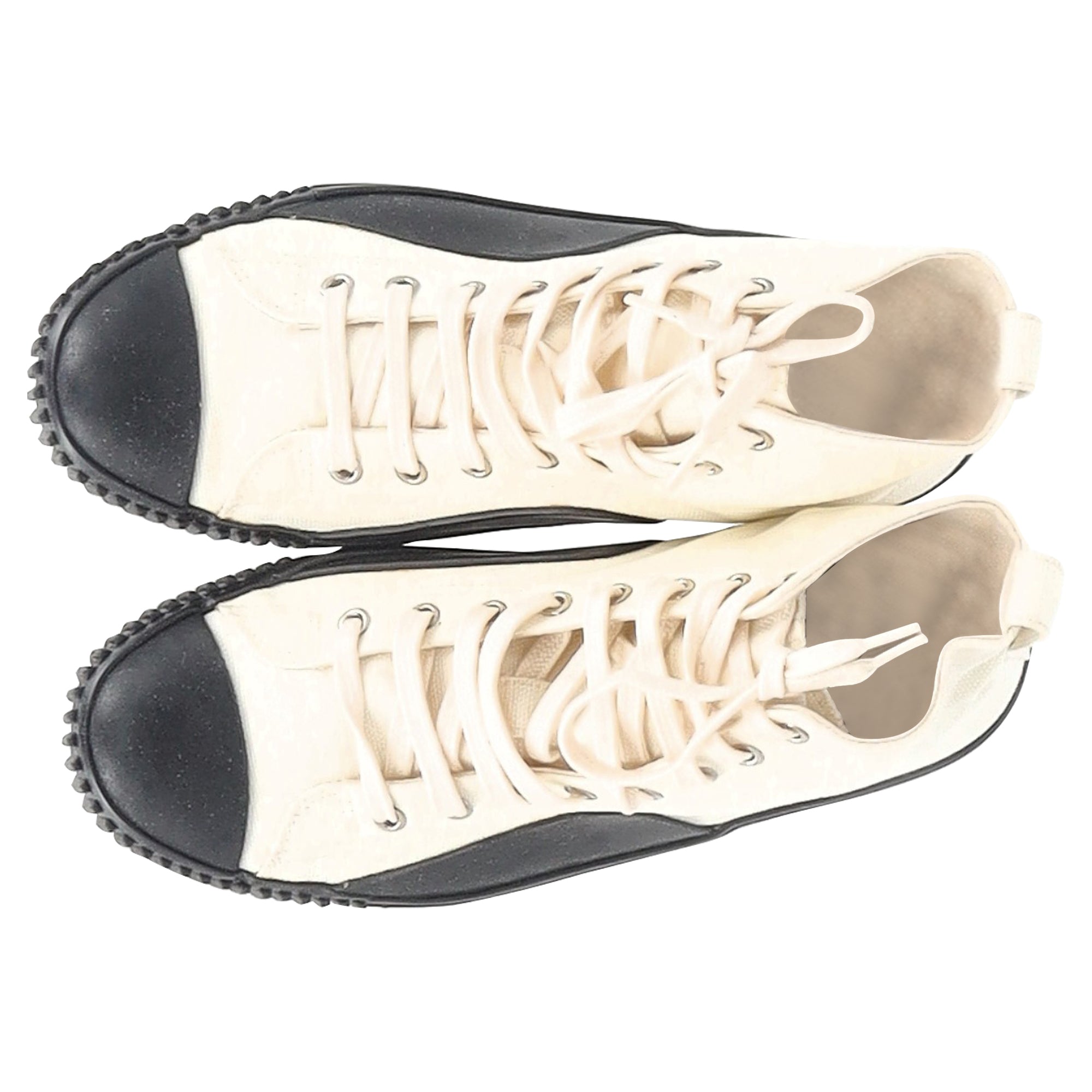 Balenciaga Rubber Cap Toe High Top Sneakers in White Canvas
