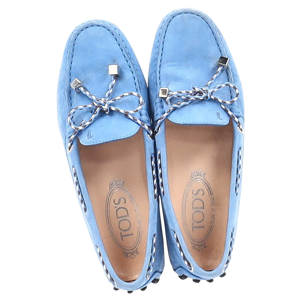 Women's Tod's Gommino Loafers in Light Blue Suede