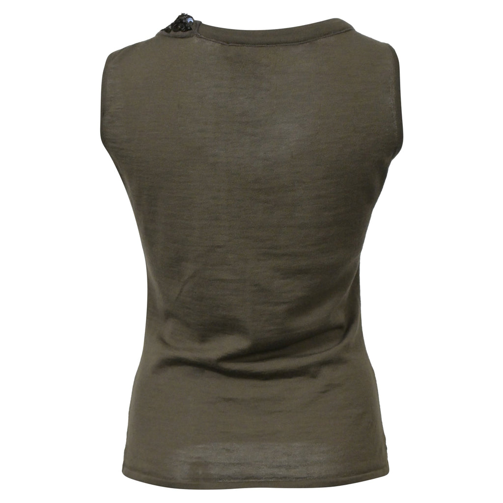 Christian Dior Vest with Sequined Details in Brown Cotton