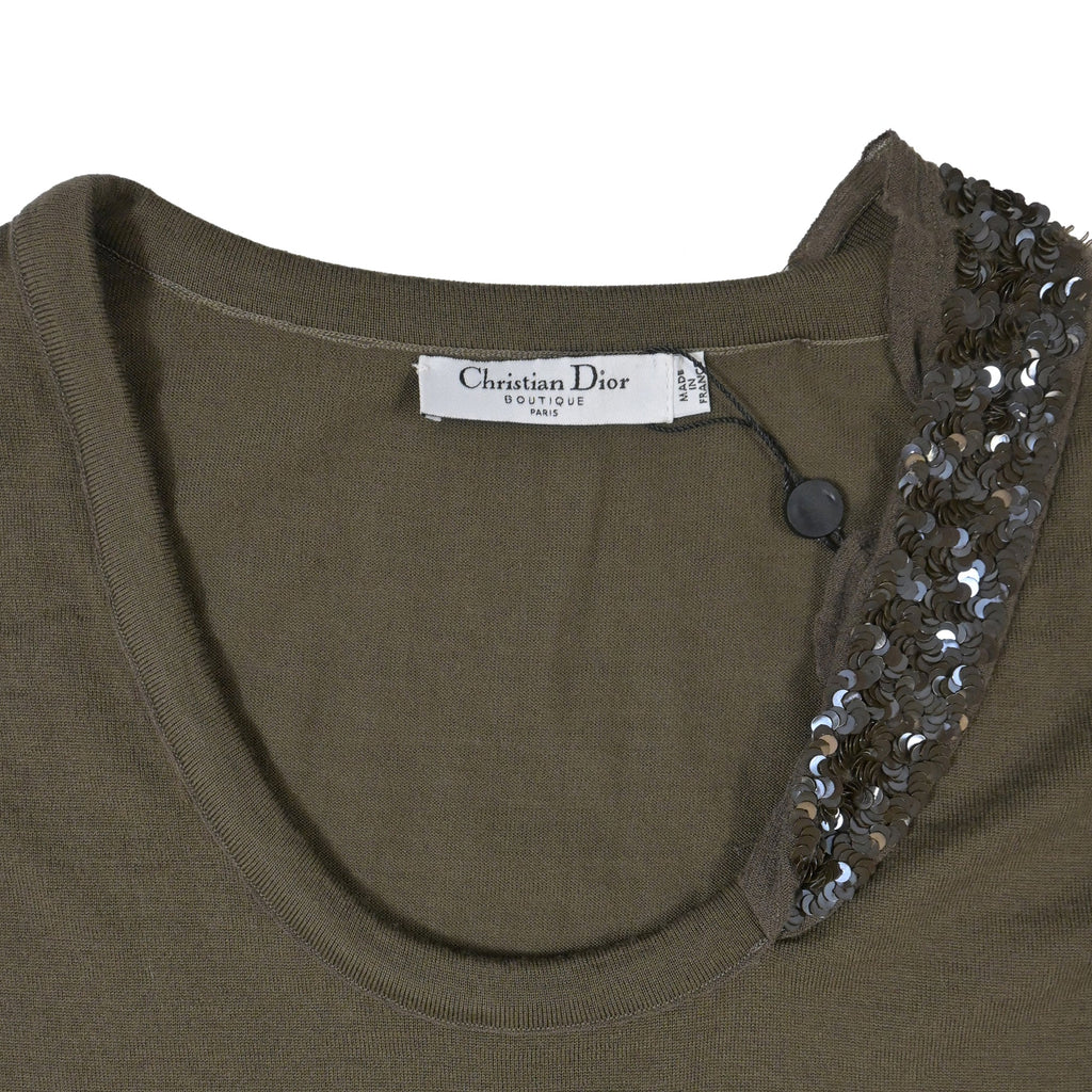 Christian Dior Vest with Sequined Details in Brown Cotton