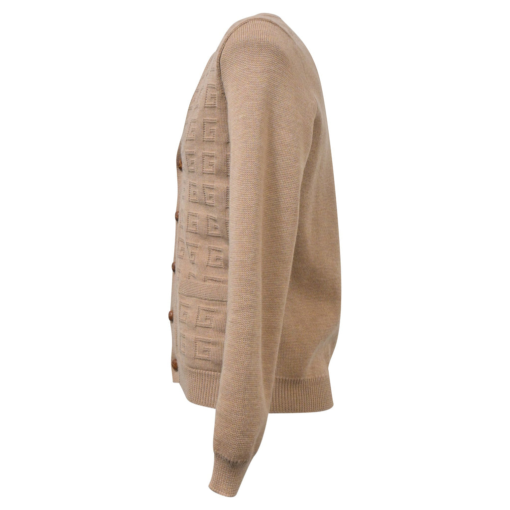 Gucci V-Neck GG Pattern igan in Brown Wool
