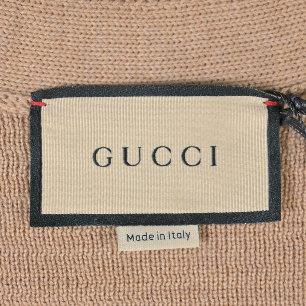 Gucci V-Neck GG Pattern igan in Brown Wool