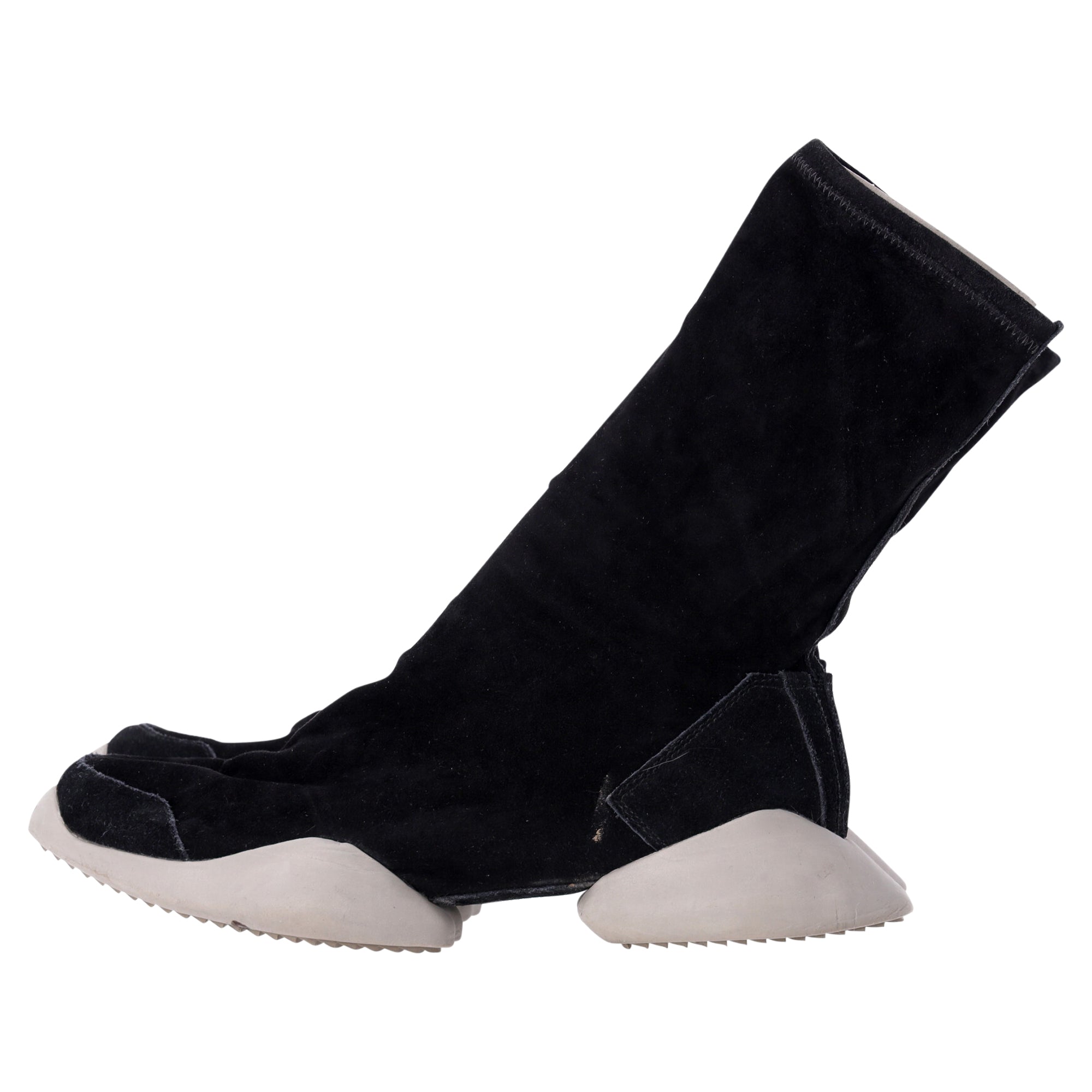 Men's Rick Owens x Adidas Sock Runner Sneakers in Black Suede