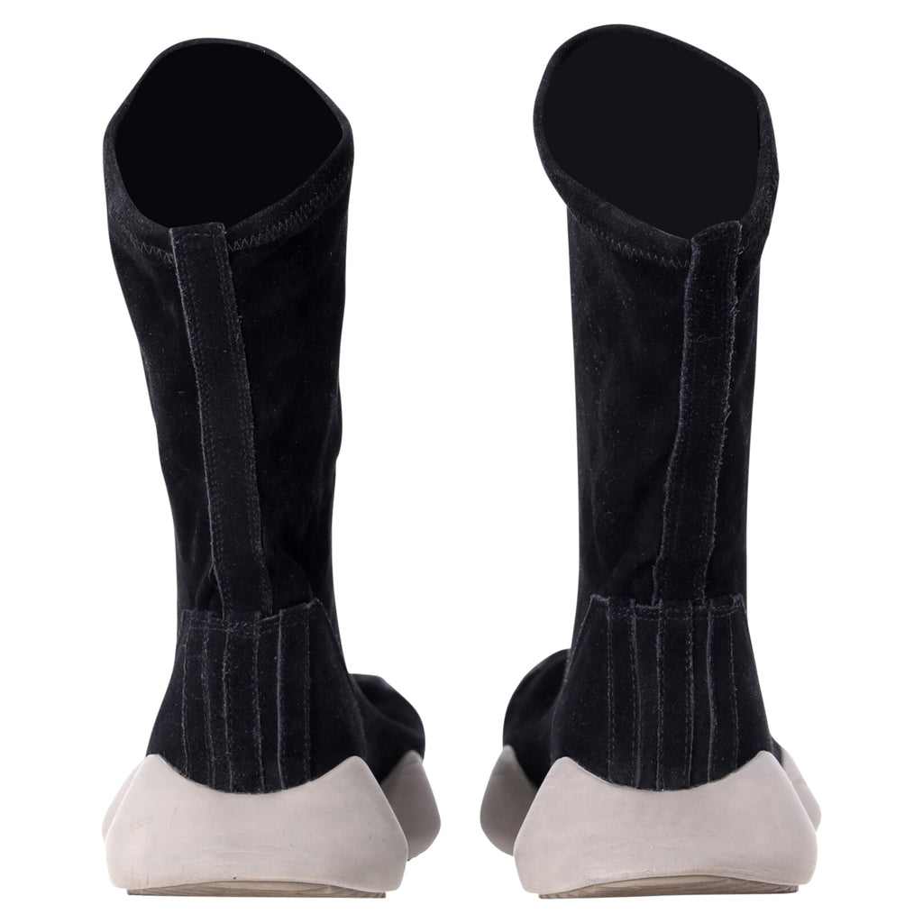 Men's Rick Owens x Adidas Sock Runner Sneakers in Black Suede