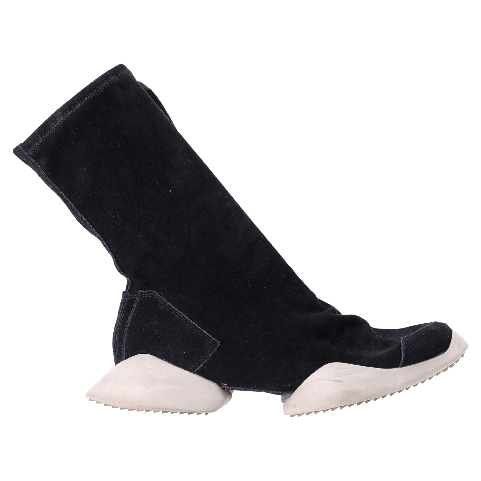 Men's Rick Owens x Adidas Sock Runner Sneakers in Black Suede