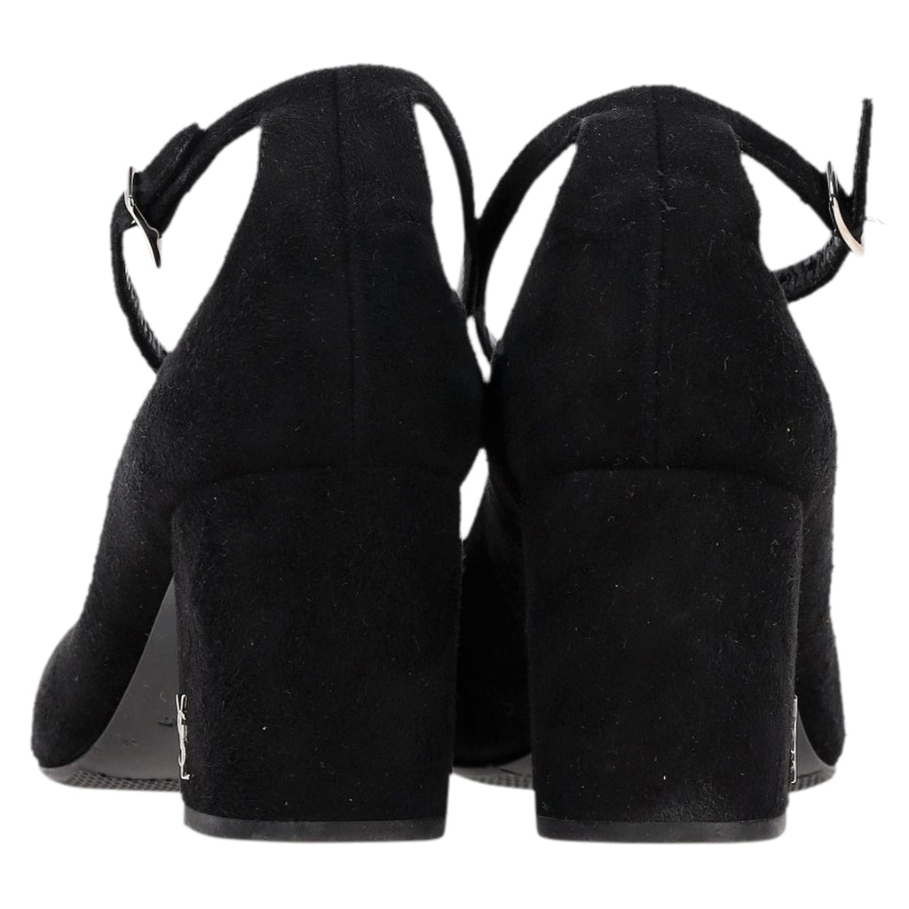 Women's Saint Laurent Babies Ankle Strap Pumps in Black Suede