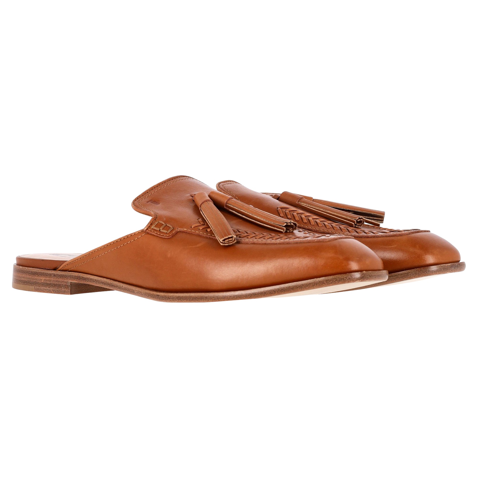 Women's Tod's Flat Mules in Brown Leather