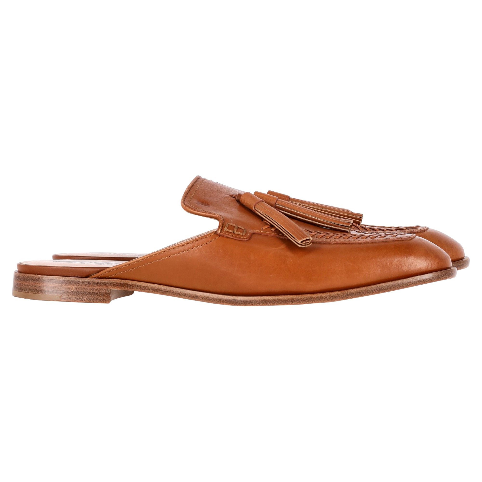 Women's Tod's Flat Mules in Brown Leather