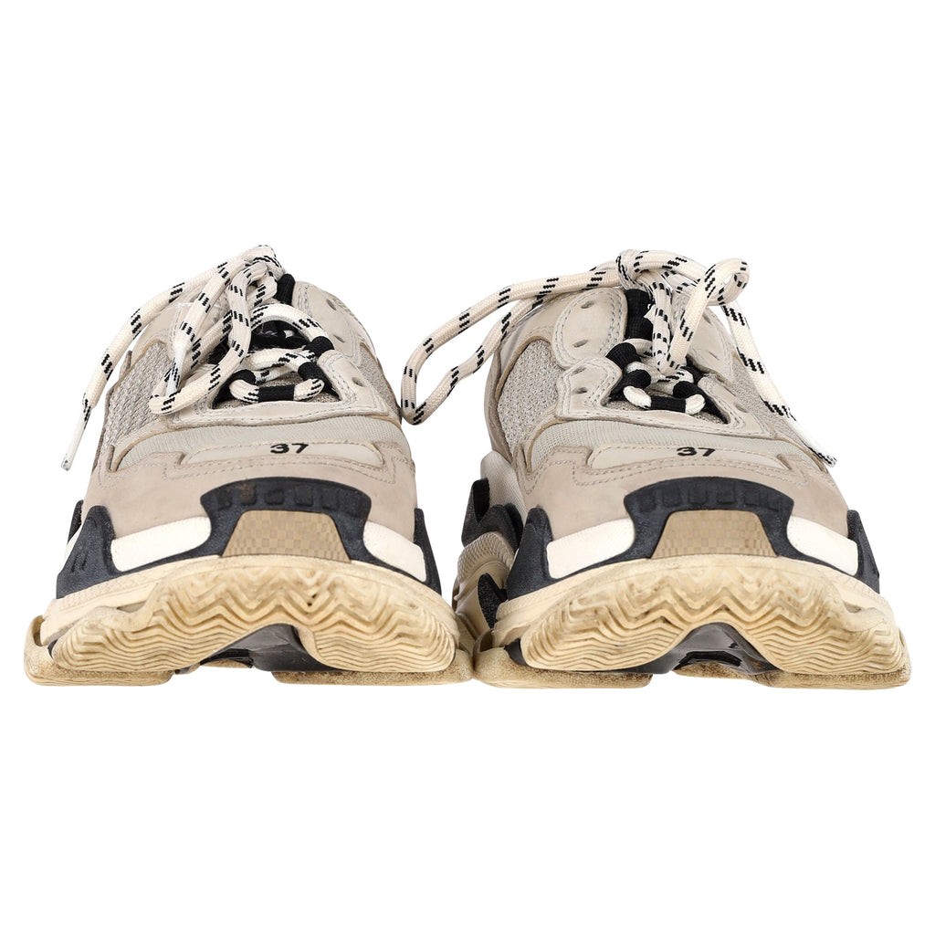 Women's Balenciaga Clear Sole Triple S Sneakers in Beige Polyester