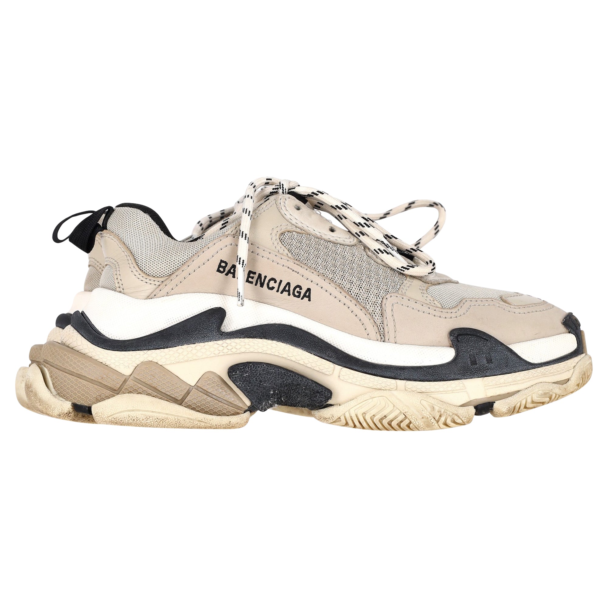 Women's Balenciaga Clear Sole Triple S Sneakers in Beige Polyester