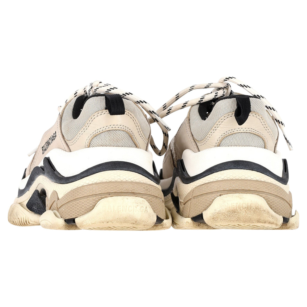 Women's Balenciaga Clear Sole Triple S Sneakers in Beige Polyester