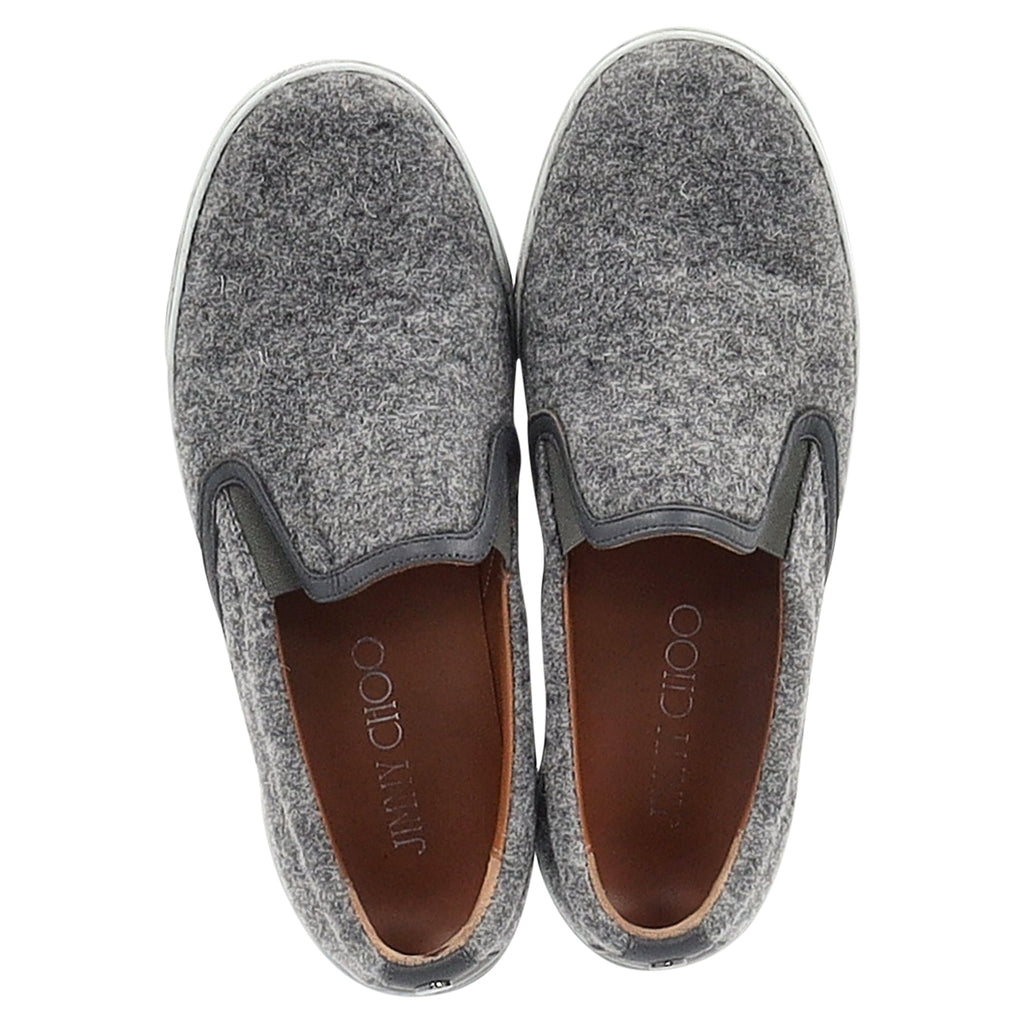 Women's Jimmy Choo Slip-On Loafers in Grey Wool