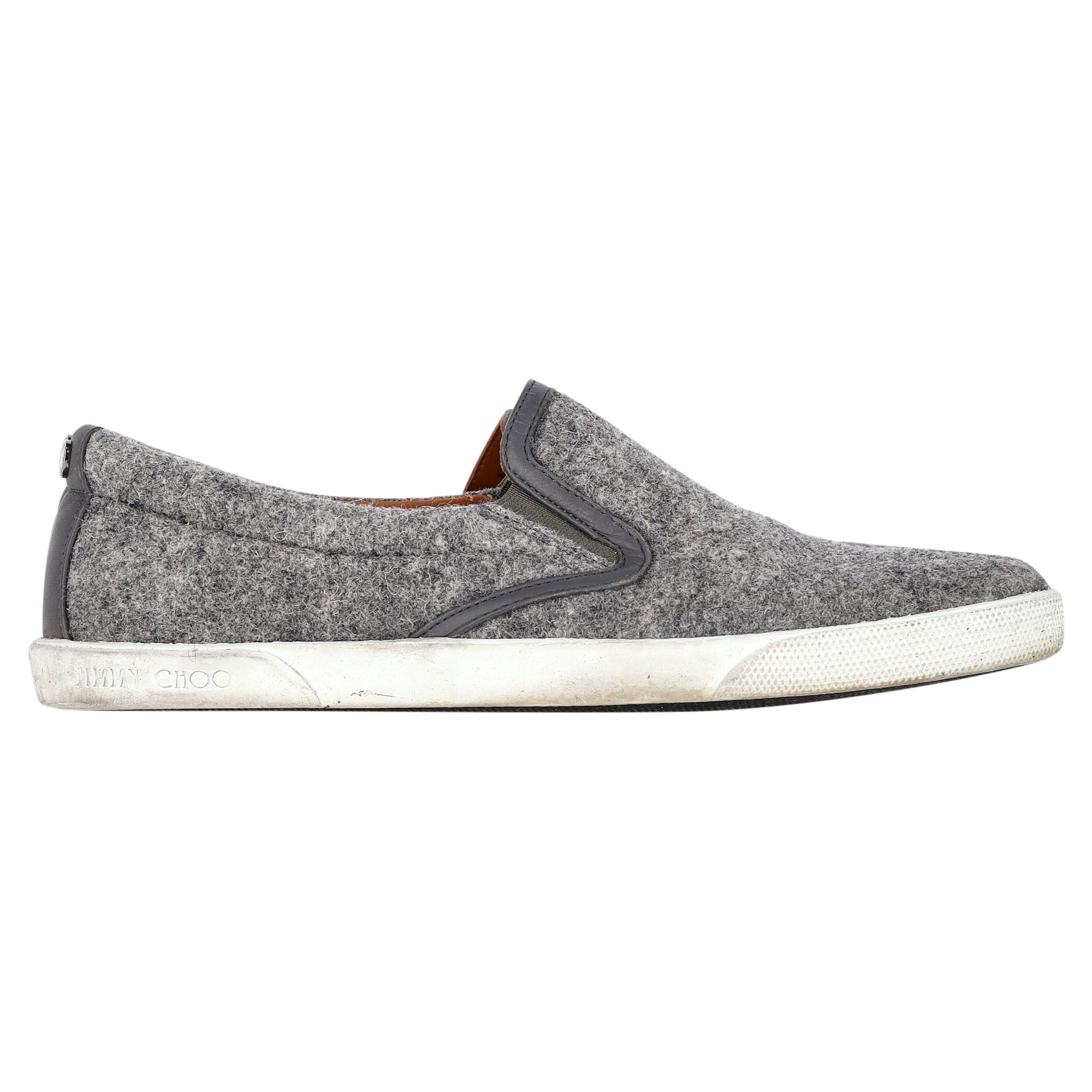 Women's Jimmy Choo Slip-On Loafers in Grey Wool