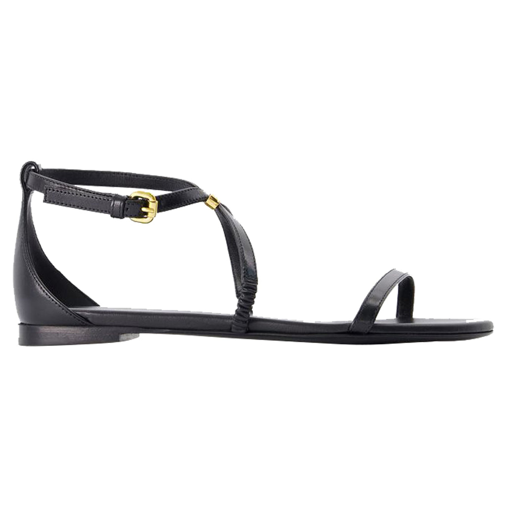 Women's Harness Sandals - Alexander McQueen - Leather - Black/Gold