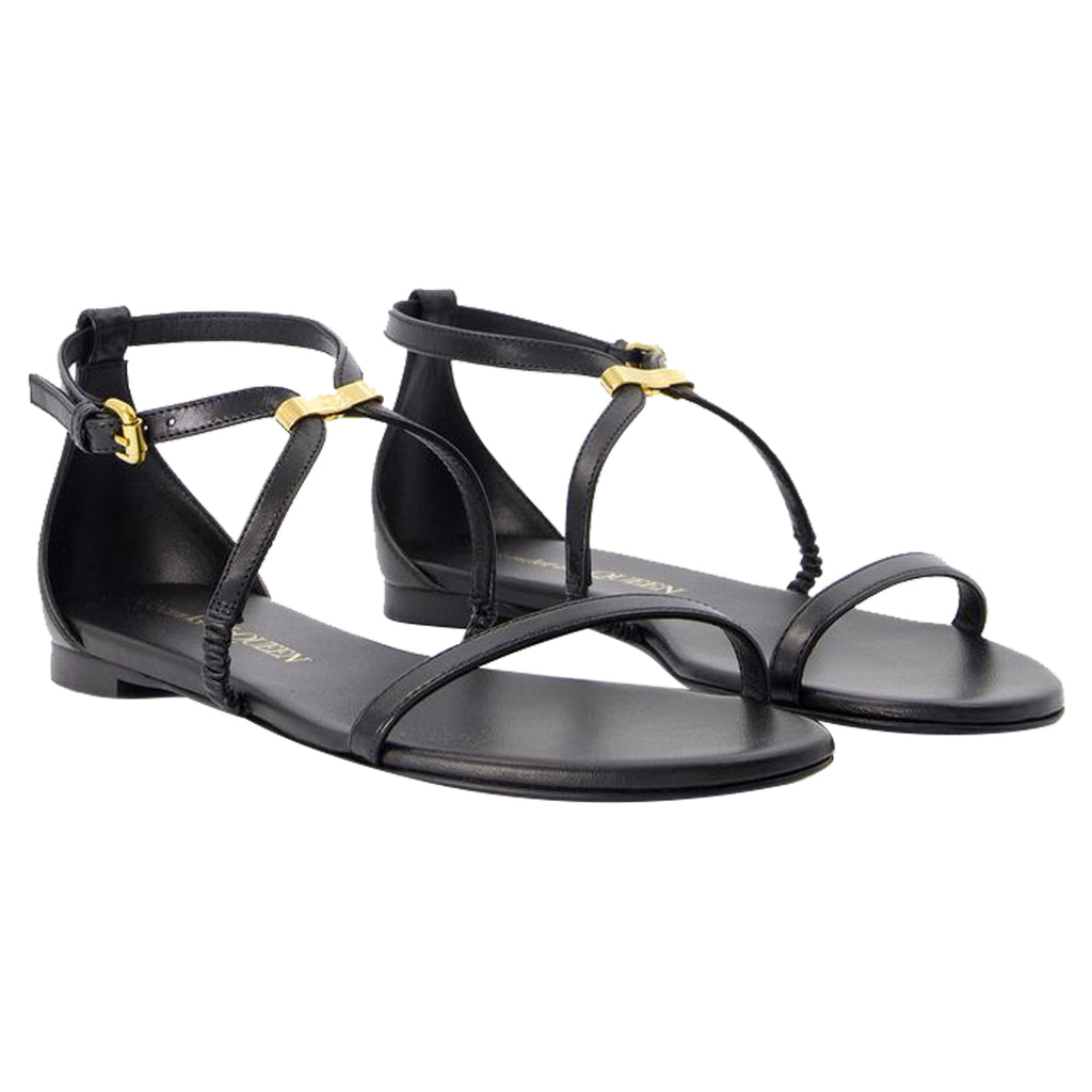 Women's Harness Sandals - Alexander McQueen - Leather - Black/Gold