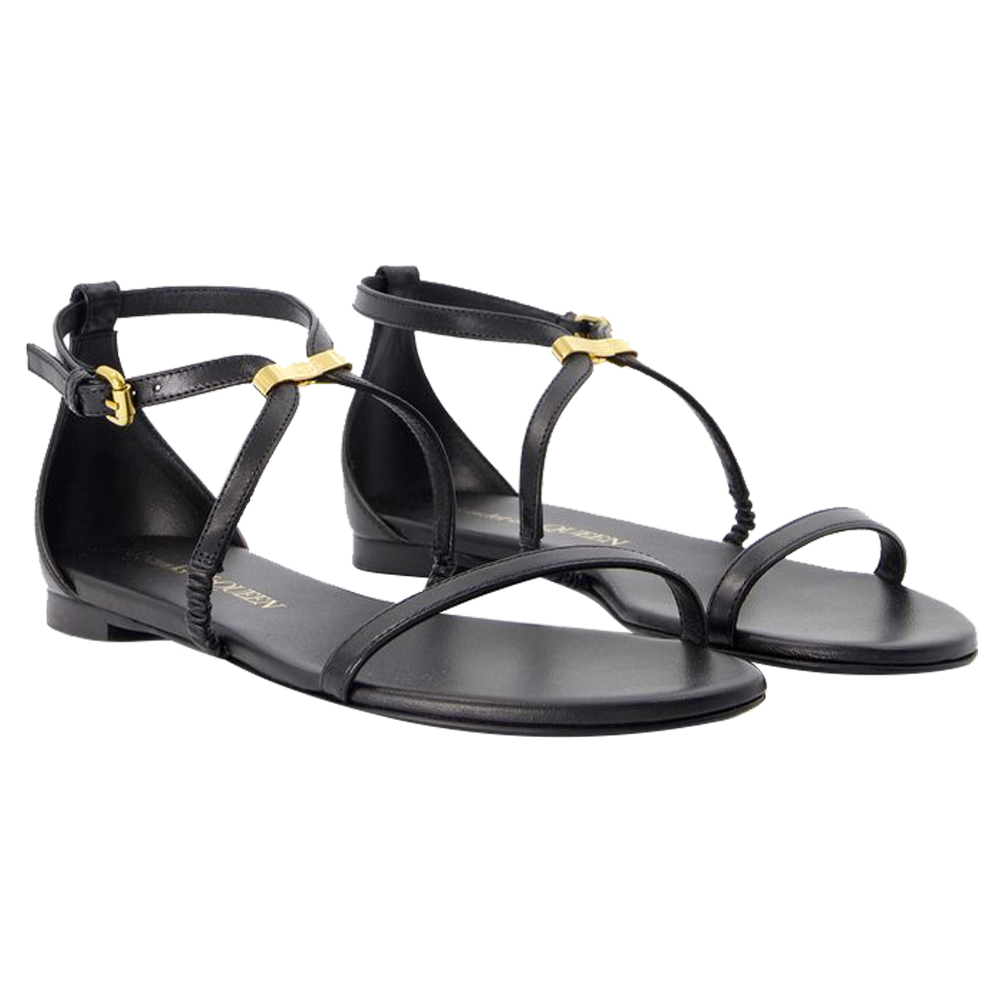 Women's Harness Sandals - Alexander McQueen - Leather - Black/Gold