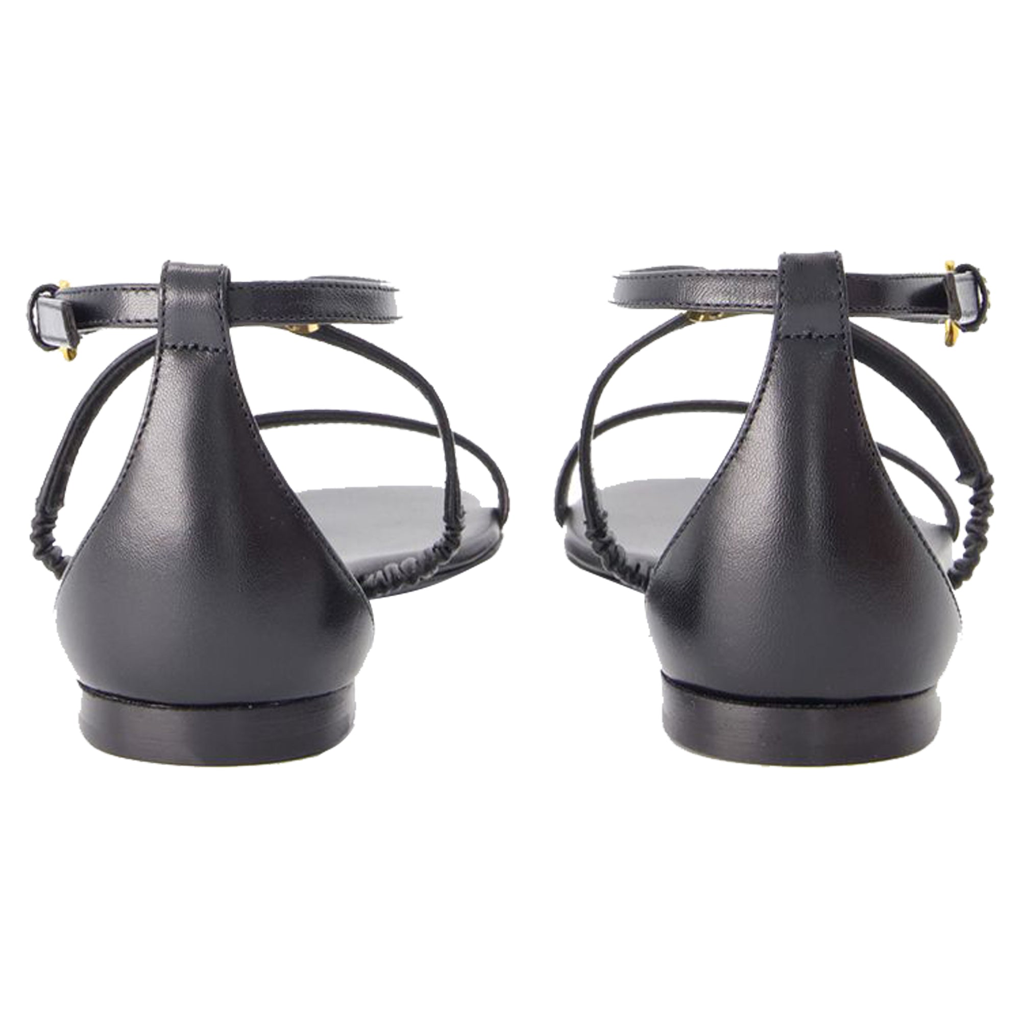 Women's Harness Sandals - Alexander McQueen - Leather - Black/Gold