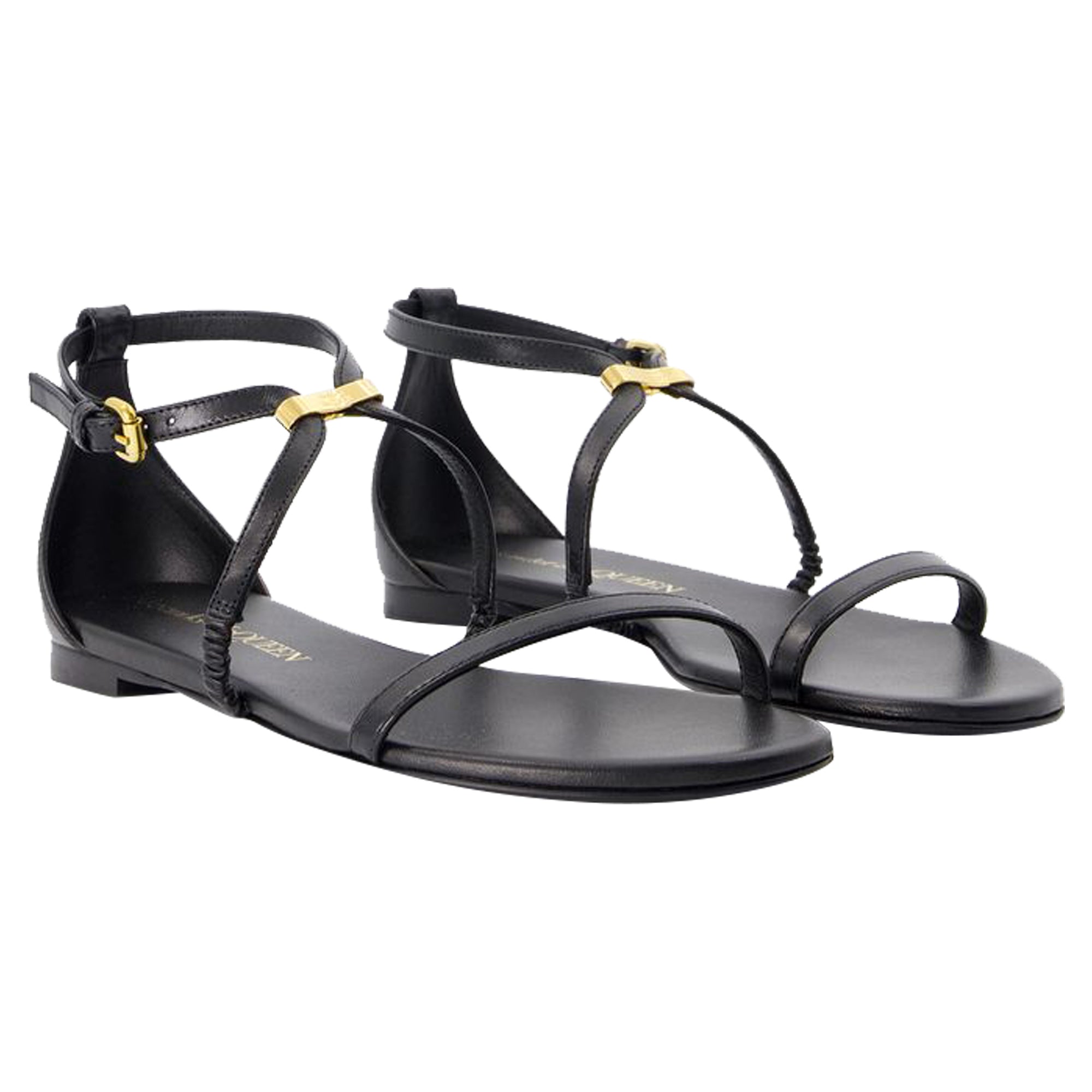 Women's Harness Sandals - Alexander McQueen - Leather - Black/Gold