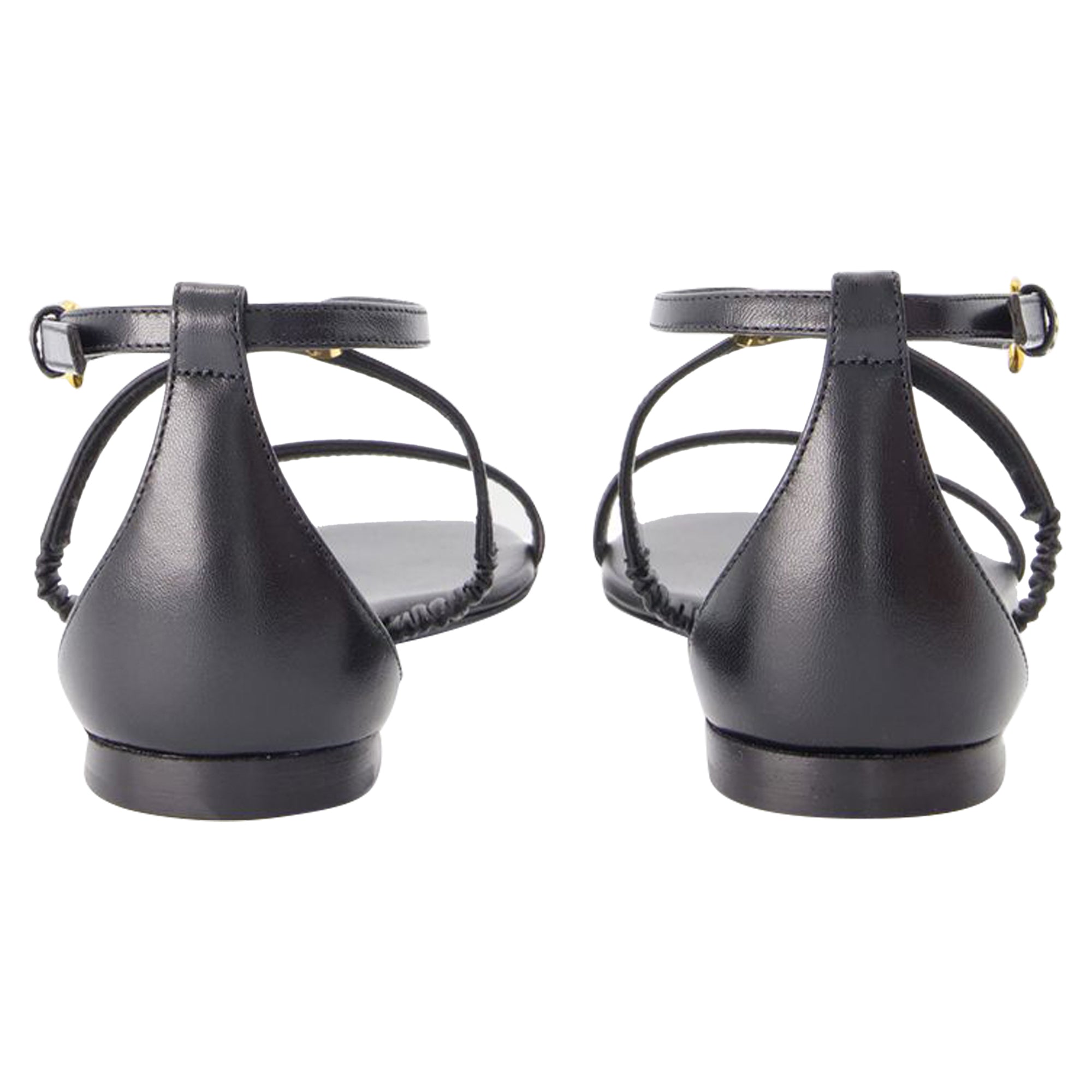 Women's Harness Sandals - Alexander McQueen - Leather - Black/Gold