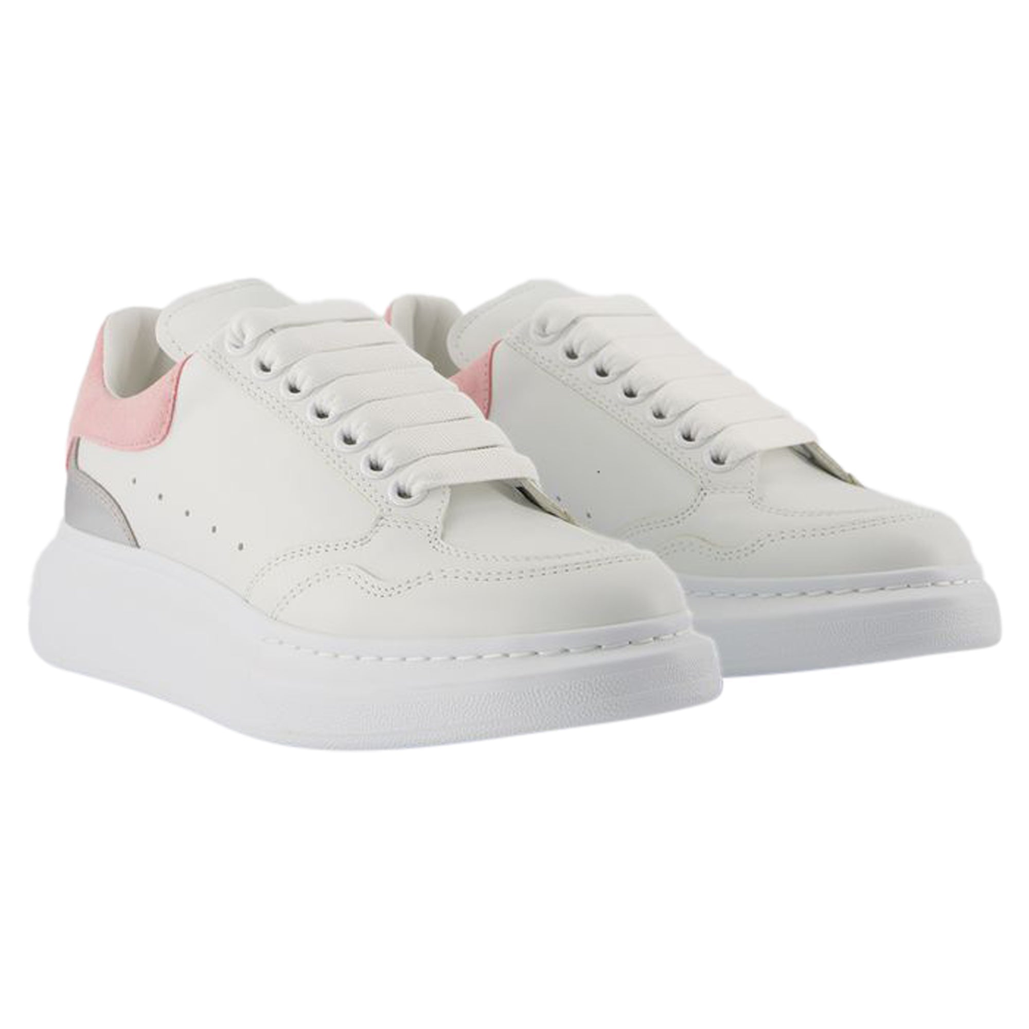 Women's Oversized Sneakers - Alexander McQueen - Leather - White/Pink